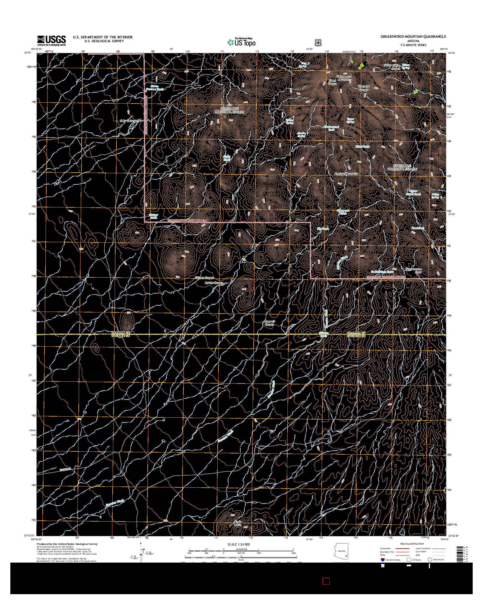 USGS US TOPO 7.5-MINUTE MAP FOR GREASEWOOD MOUNTAIN, AZ 2014