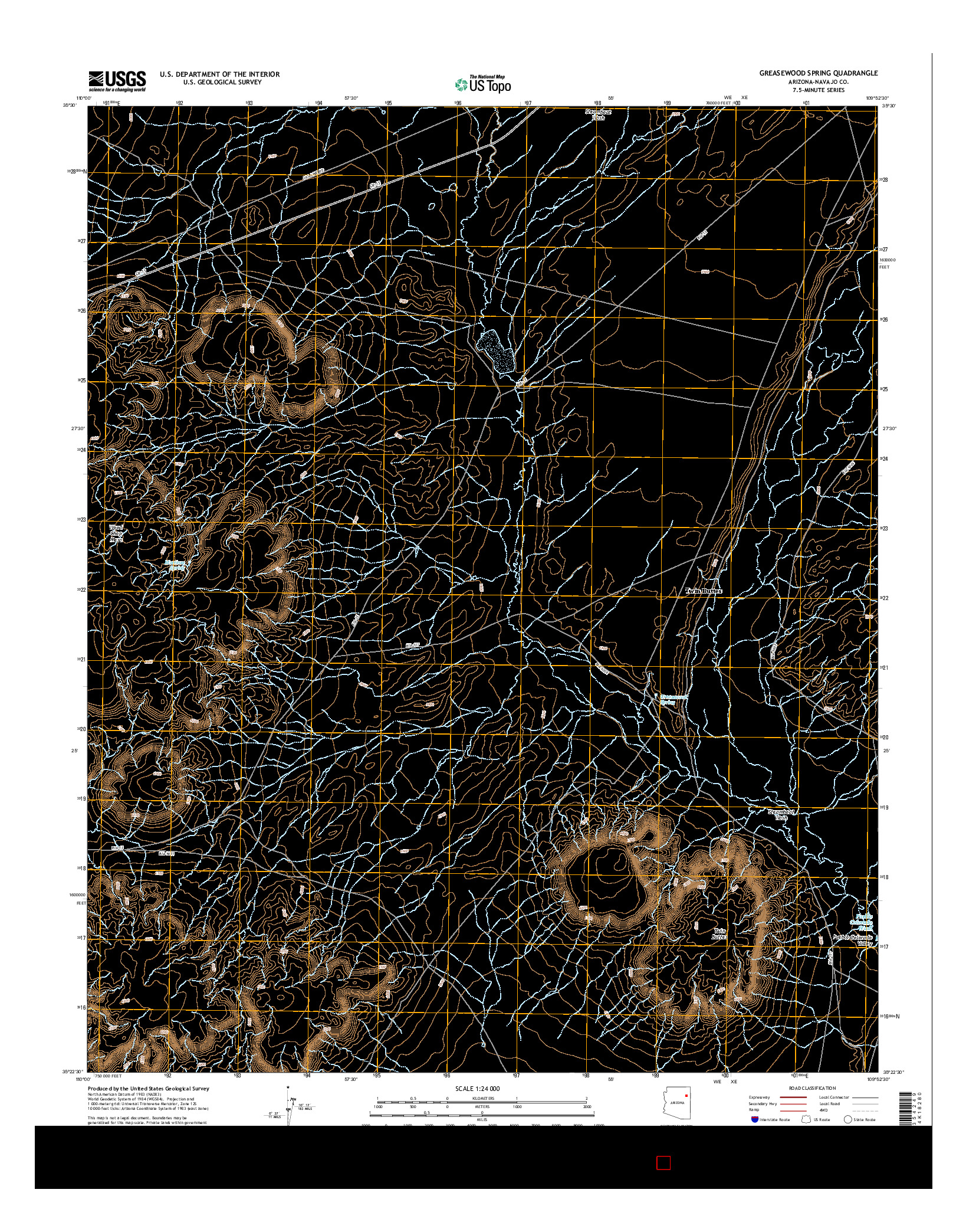 USGS US TOPO 7.5-MINUTE MAP FOR GREASEWOOD SPRING, AZ 2014