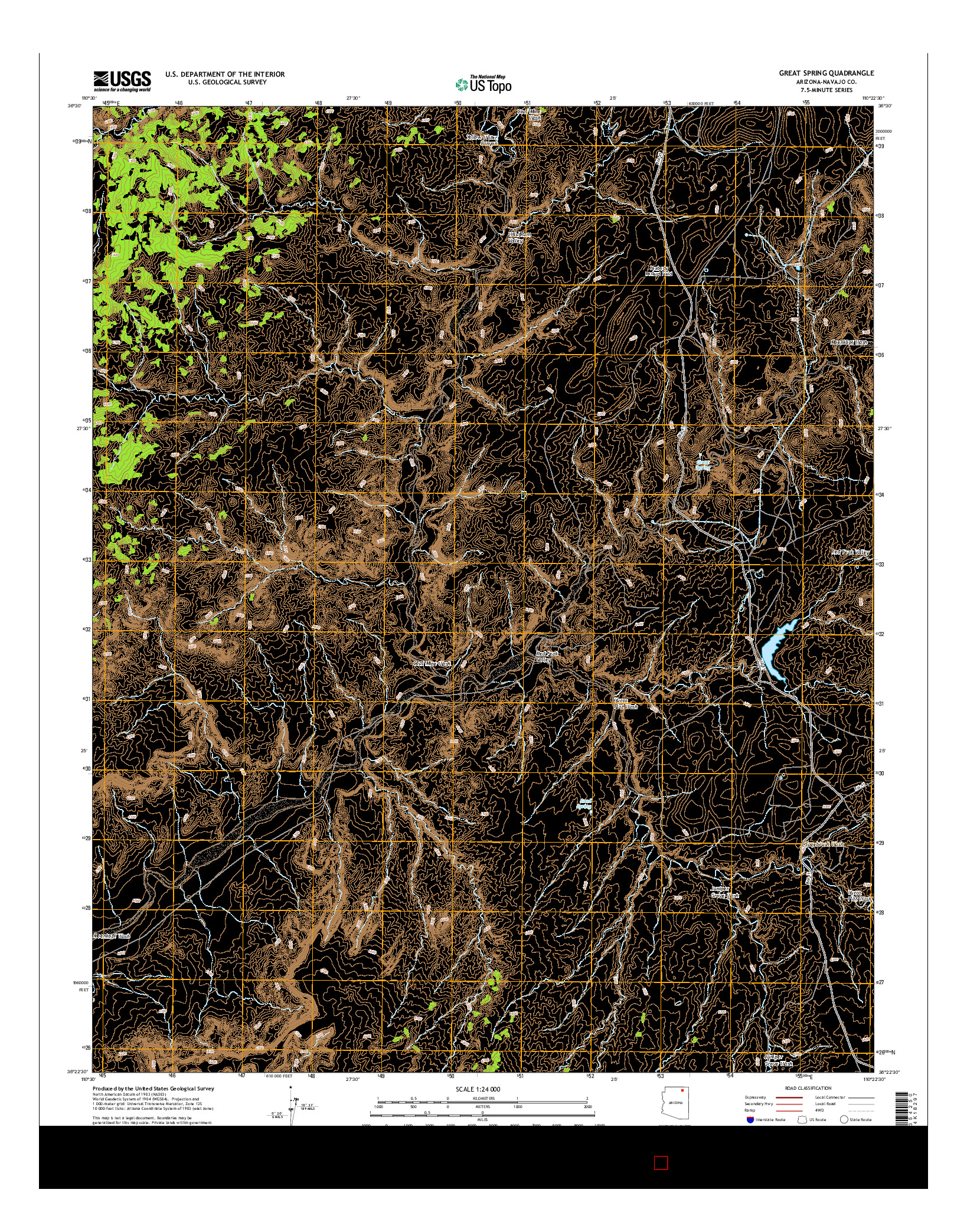 USGS US TOPO 7.5-MINUTE MAP FOR GREAT SPRING, AZ 2014
