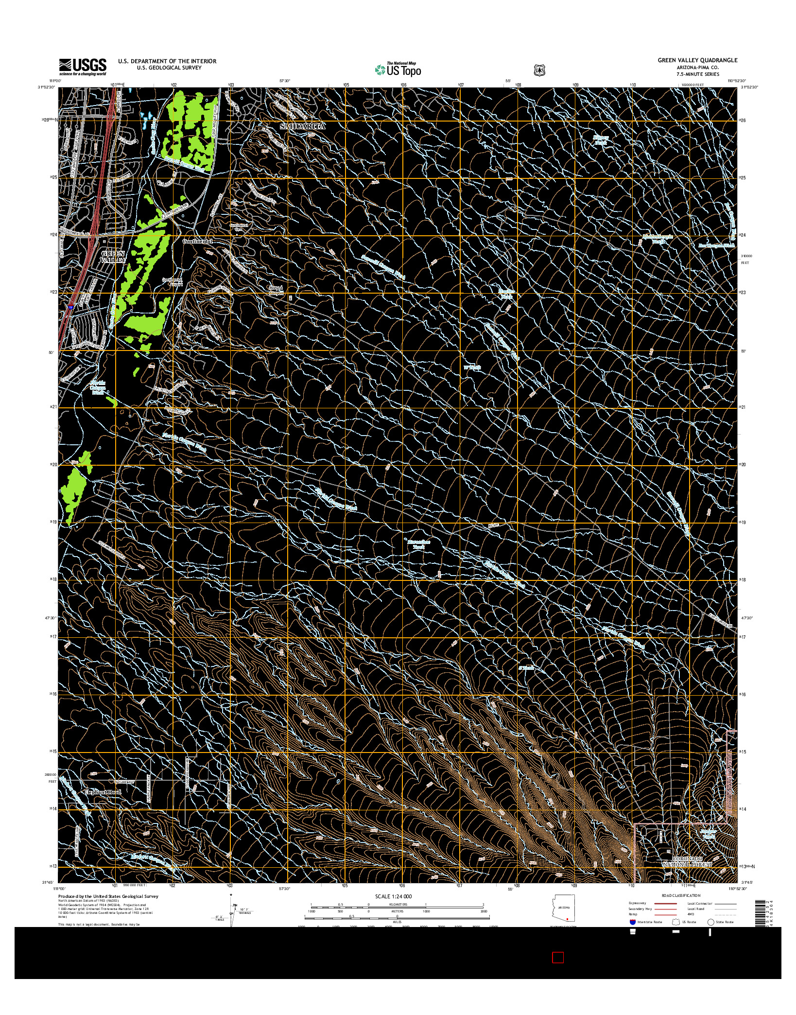 USGS US TOPO 7.5-MINUTE MAP FOR GREEN VALLEY, AZ 2014