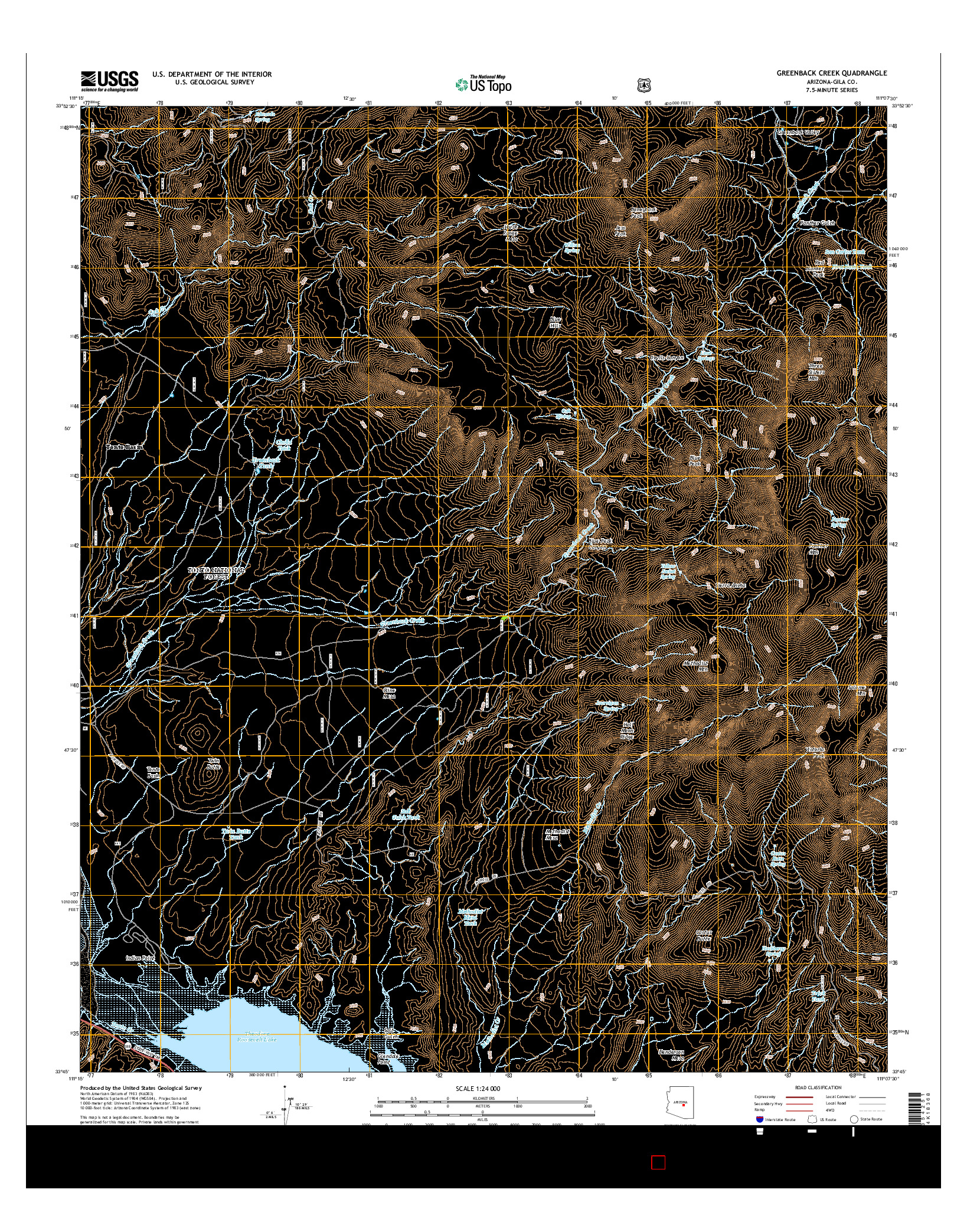 USGS US TOPO 7.5-MINUTE MAP FOR GREENBACK CREEK, AZ 2014