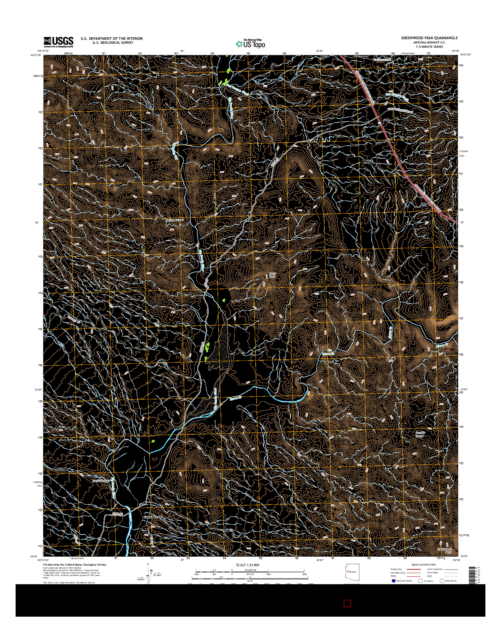 USGS US TOPO 7.5-MINUTE MAP FOR GREENWOOD PEAK, AZ 2014