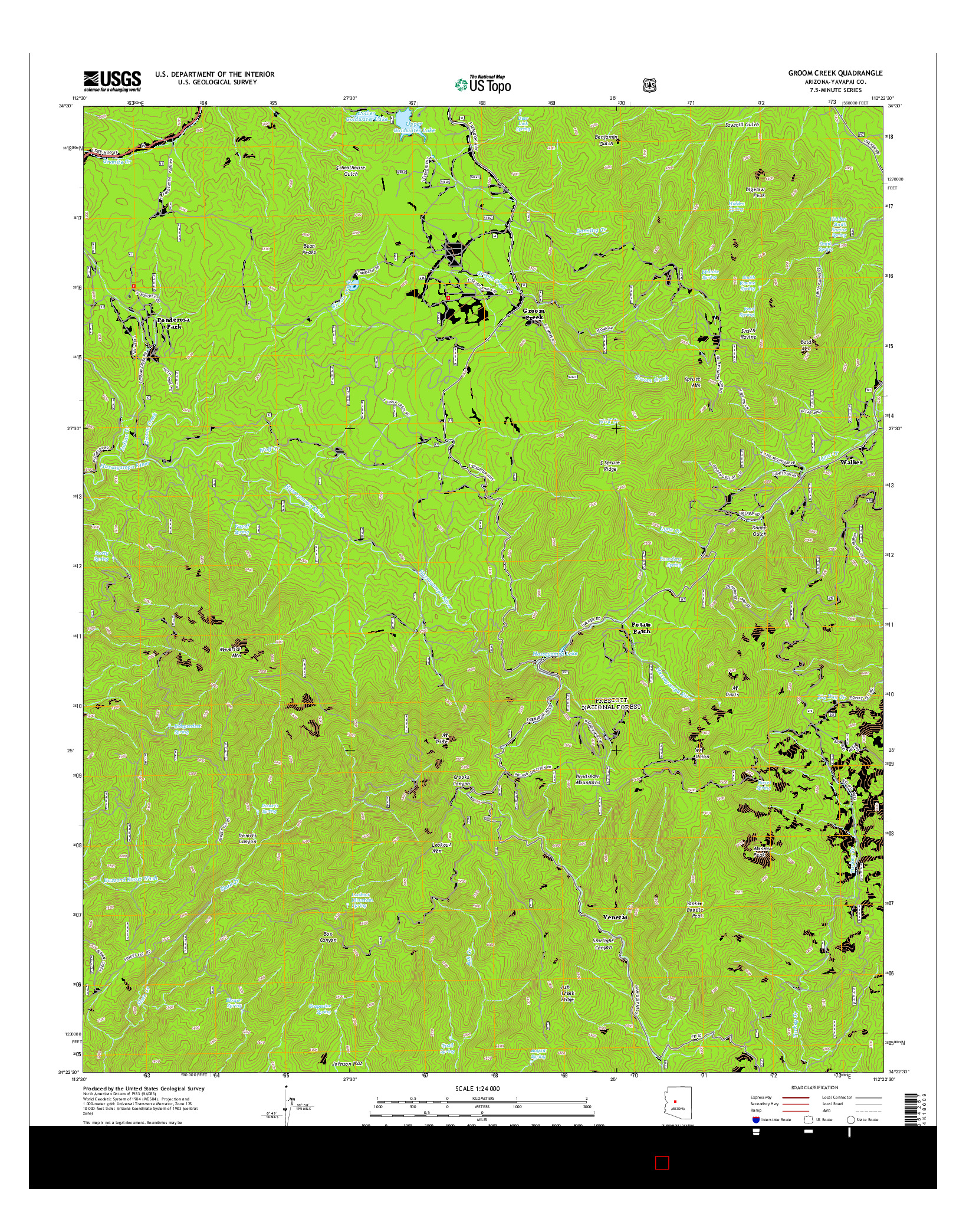 USGS US TOPO 7.5-MINUTE MAP FOR GROOM CREEK, AZ 2014