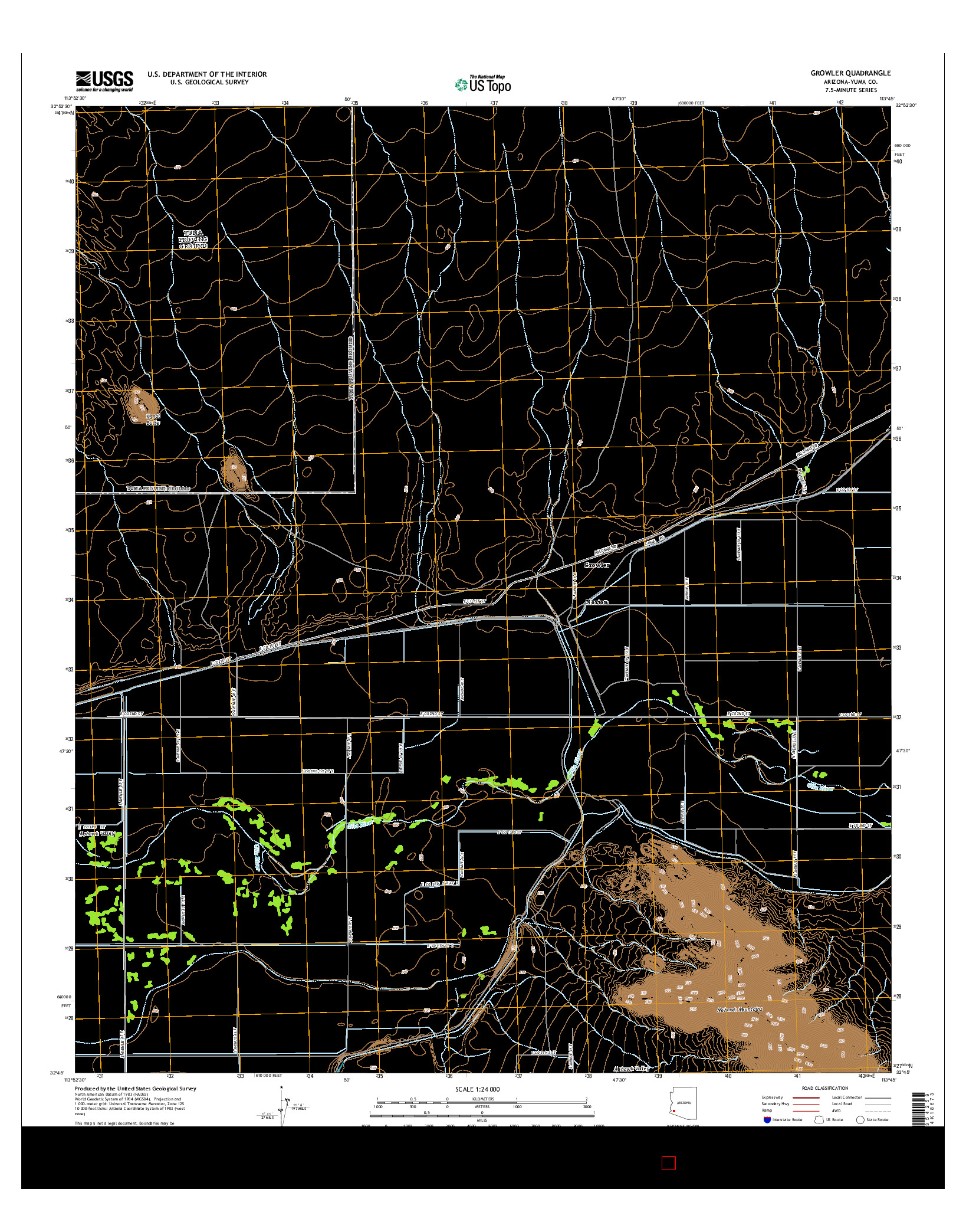USGS US TOPO 7.5-MINUTE MAP FOR GROWLER, AZ 2014
