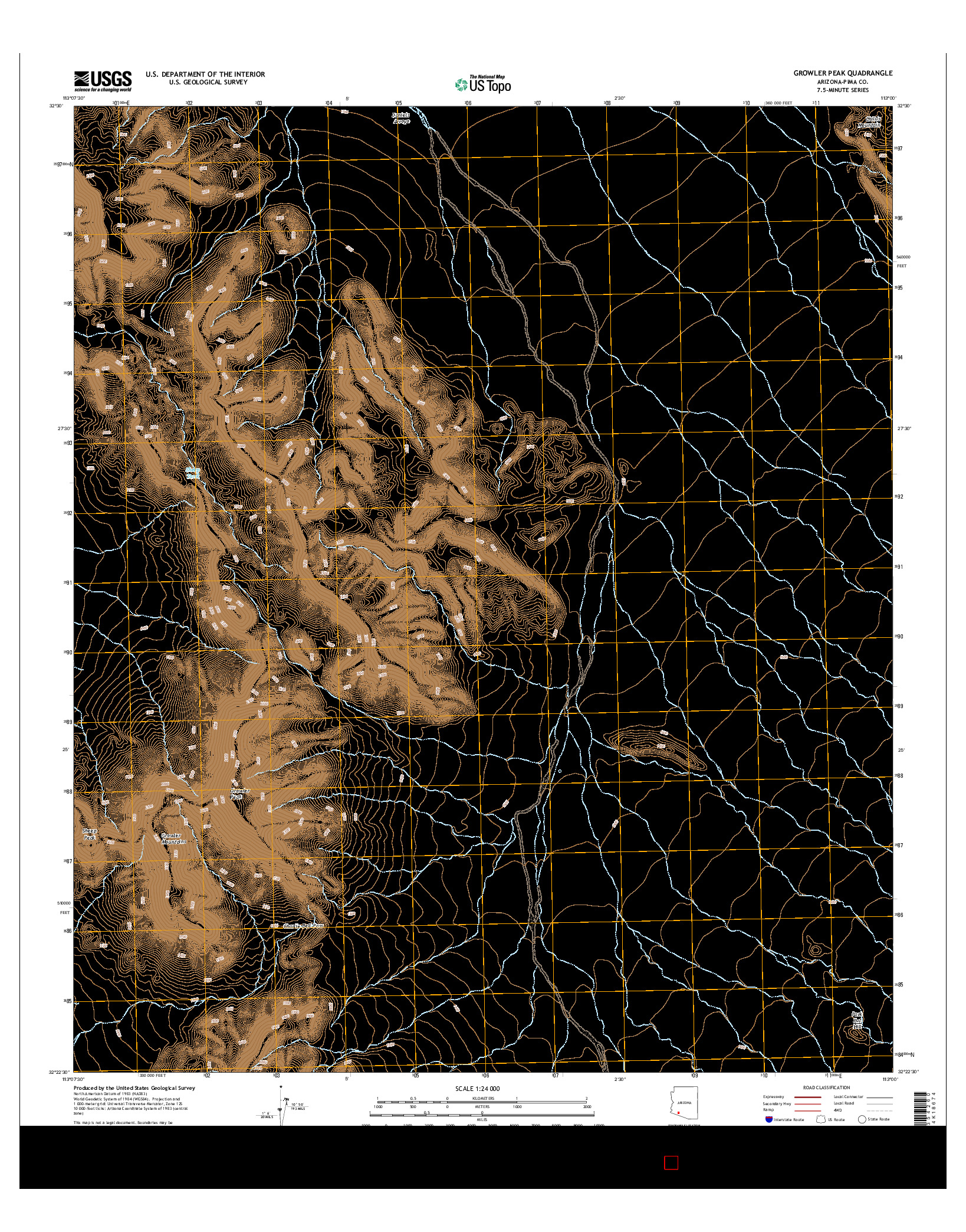 USGS US TOPO 7.5-MINUTE MAP FOR GROWLER PEAK, AZ 2014