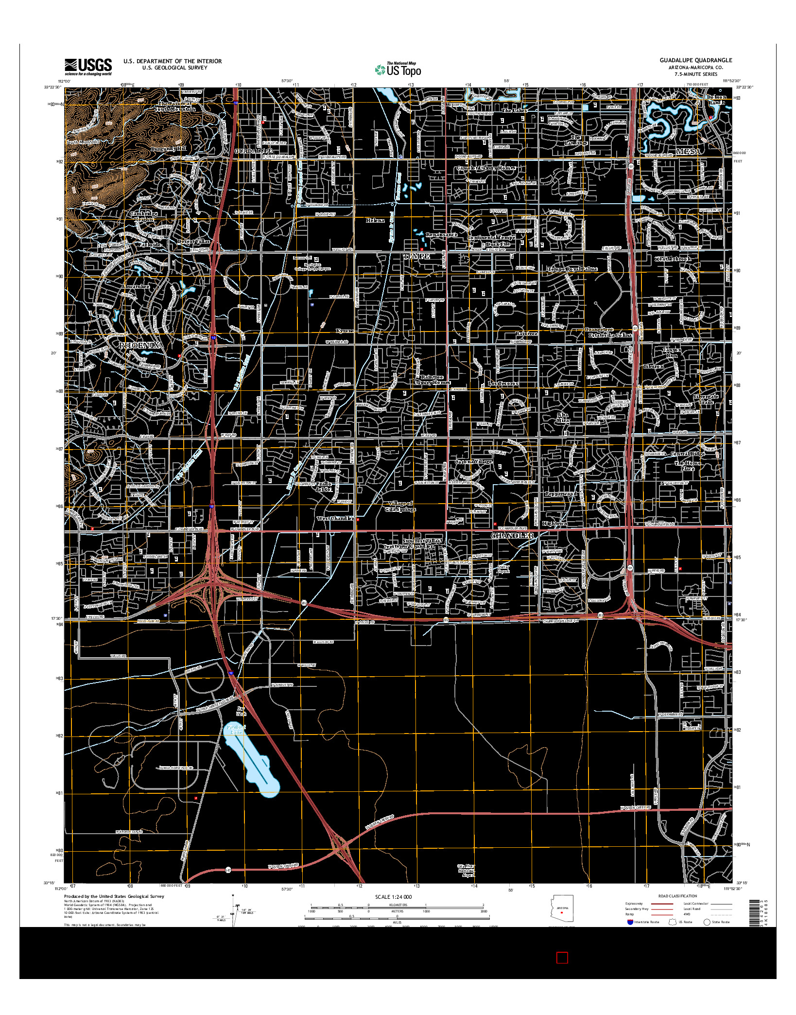 USGS US TOPO 7.5-MINUTE MAP FOR GUADALUPE, AZ 2014