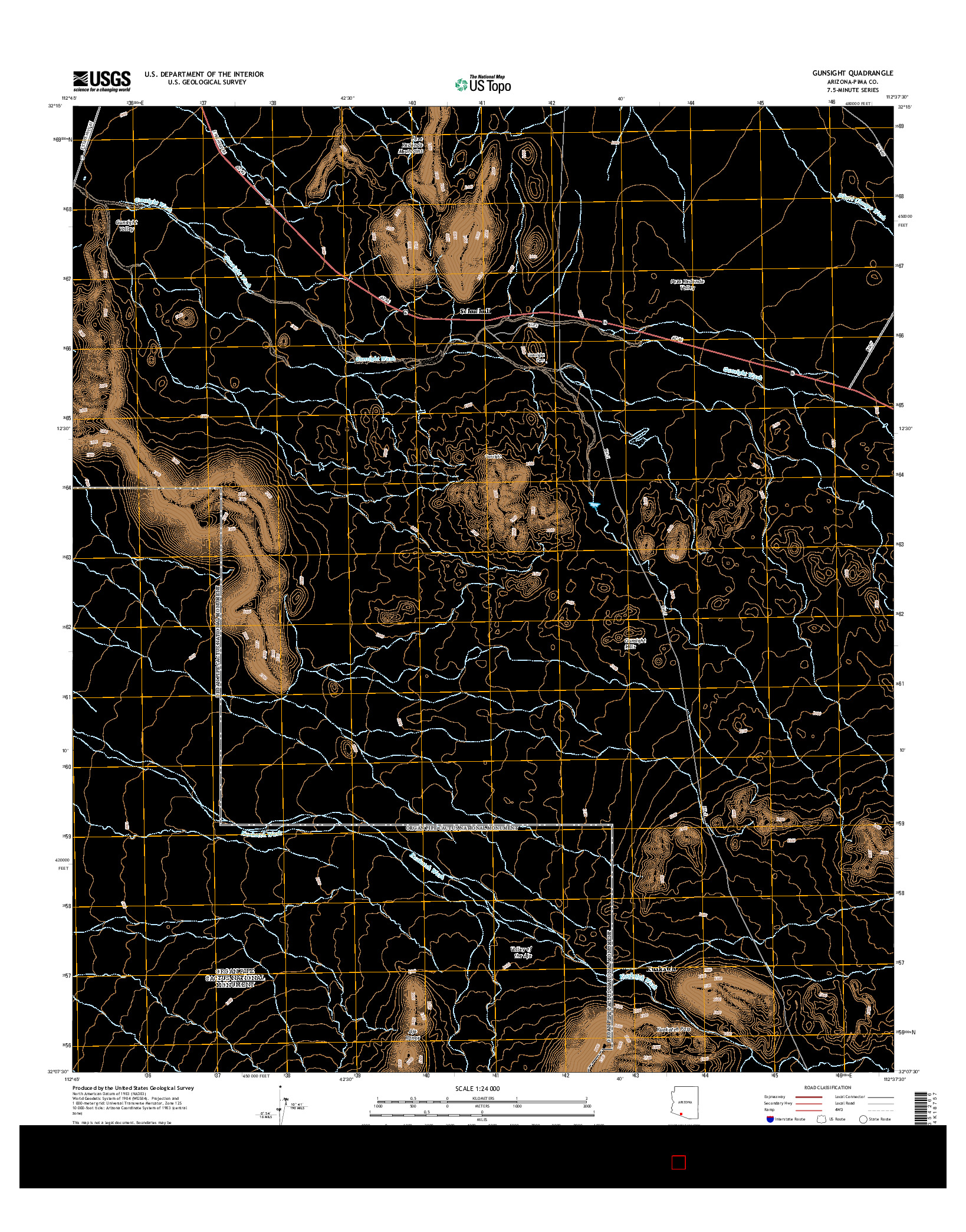USGS US TOPO 7.5-MINUTE MAP FOR GUNSIGHT, AZ 2014