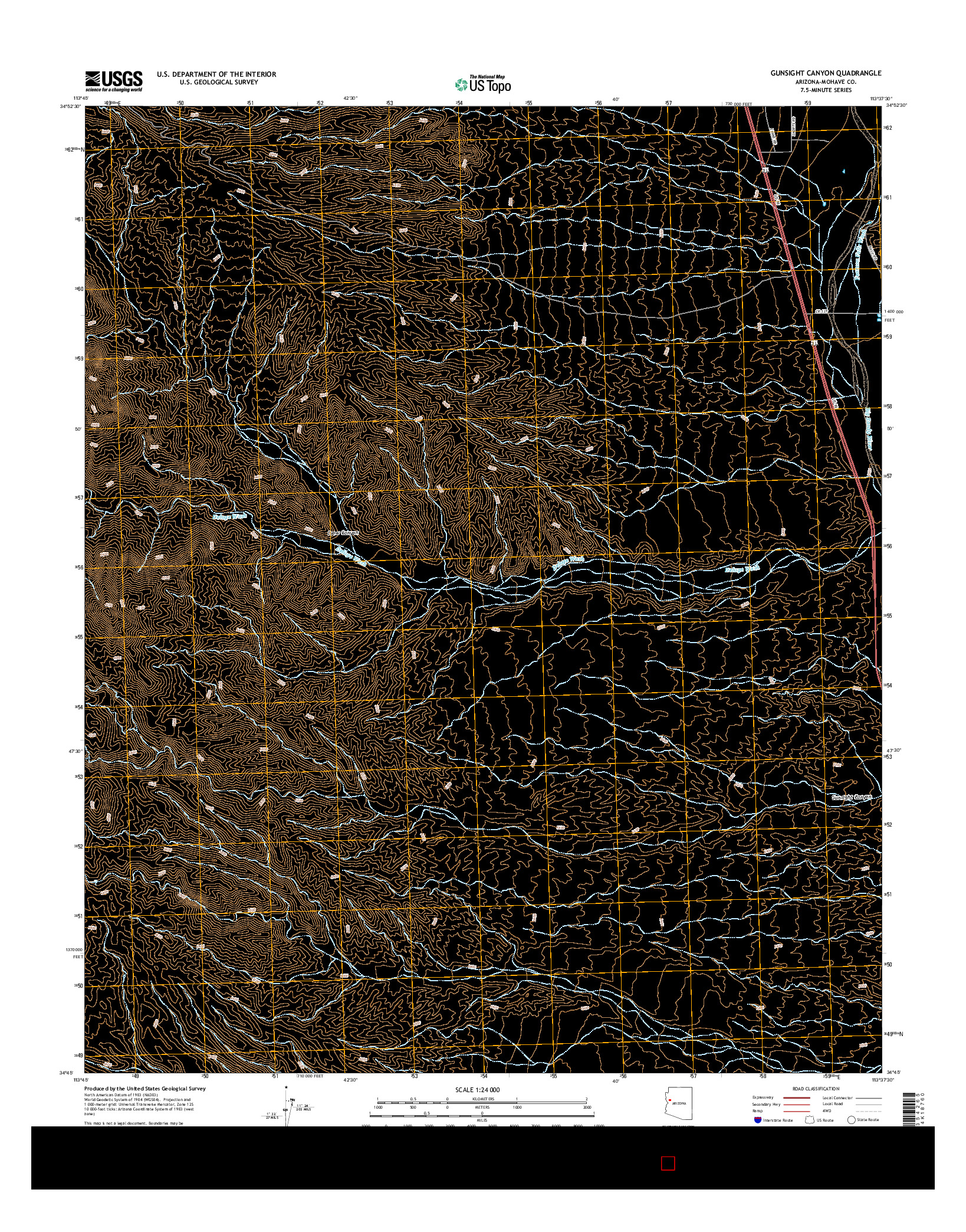 USGS US TOPO 7.5-MINUTE MAP FOR GUNSIGHT CANYON, AZ 2014