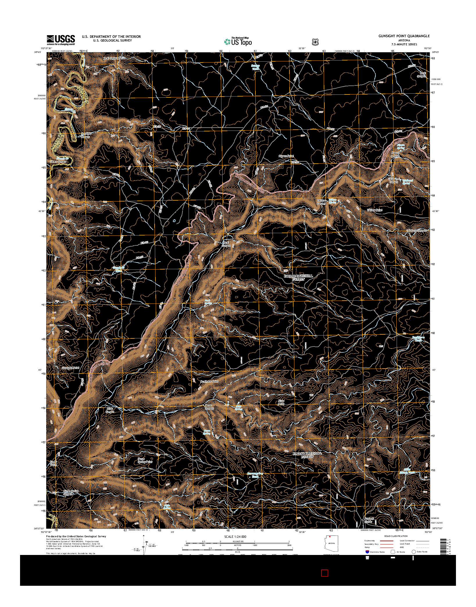 USGS US TOPO 7.5-MINUTE MAP FOR GUNSIGHT POINT, AZ 2014