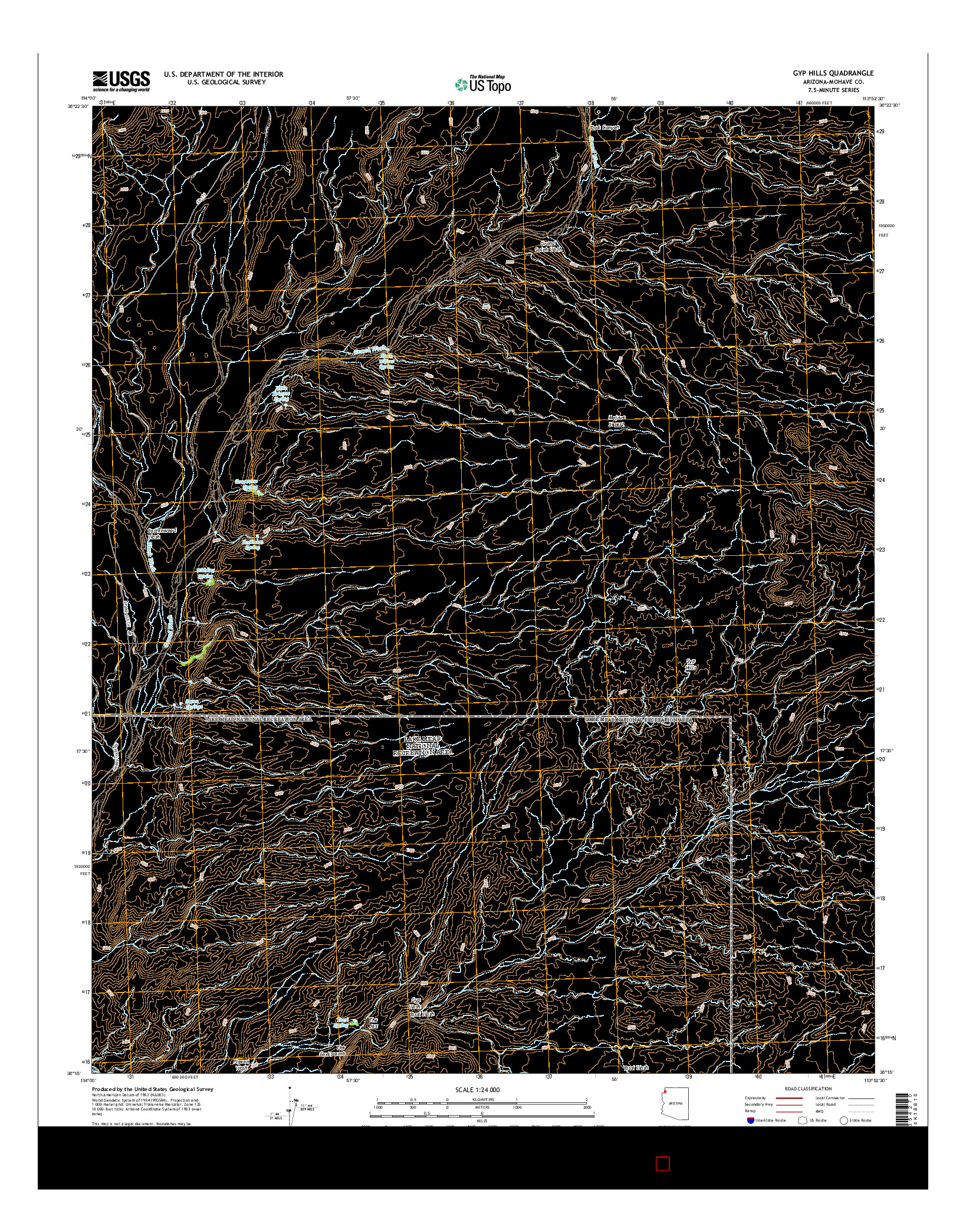 USGS US TOPO 7.5-MINUTE MAP FOR GYP HILLS, AZ 2014