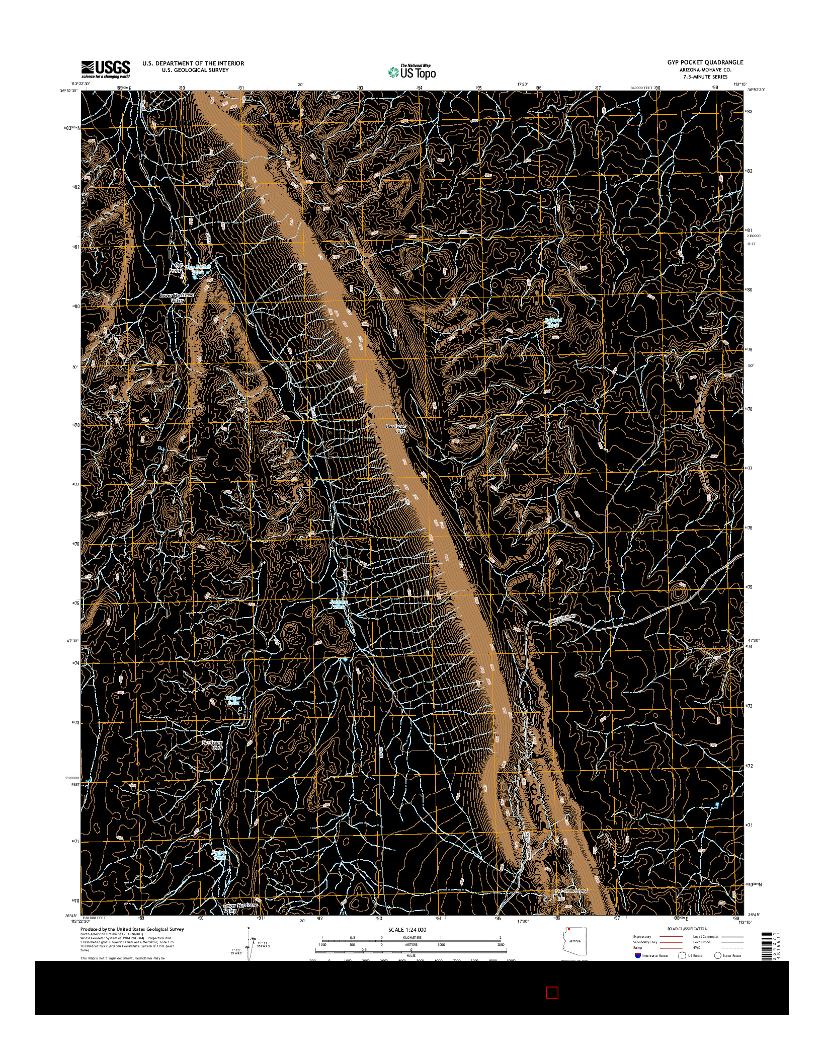 USGS US TOPO 7.5-MINUTE MAP FOR GYP POCKET, AZ 2014