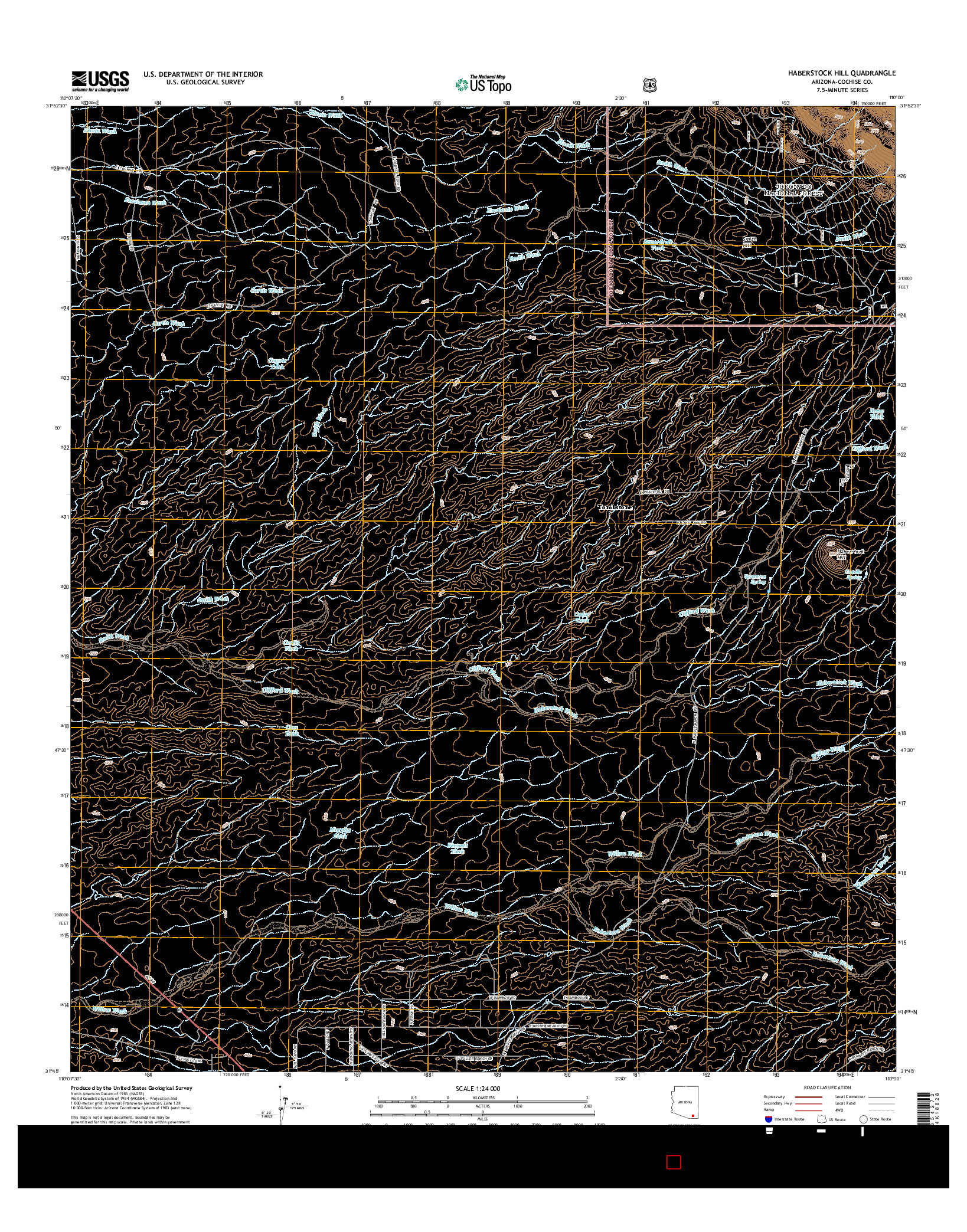 USGS US TOPO 7.5-MINUTE MAP FOR HABERSTOCK HILL, AZ 2014