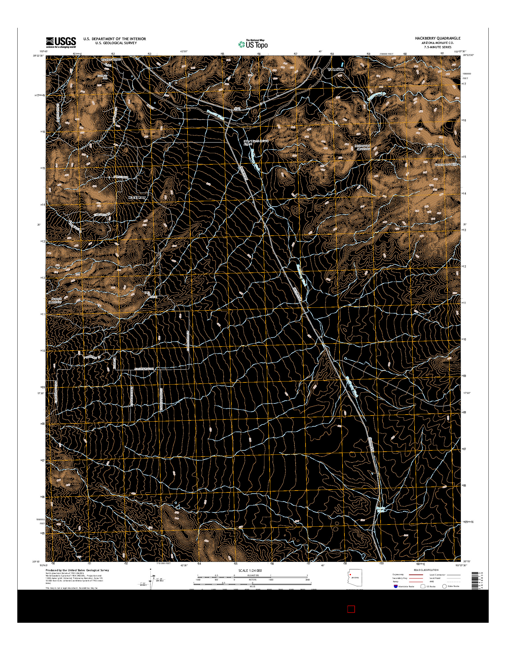 USGS US TOPO 7.5-MINUTE MAP FOR HACKBERRY, AZ 2014