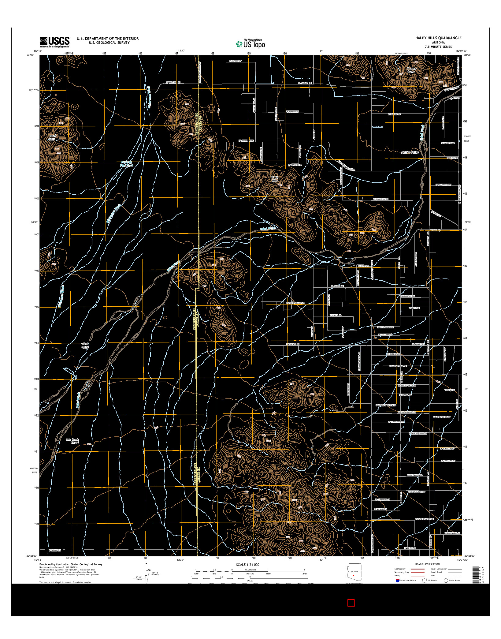 USGS US TOPO 7.5-MINUTE MAP FOR HALEY HILLS, AZ 2014