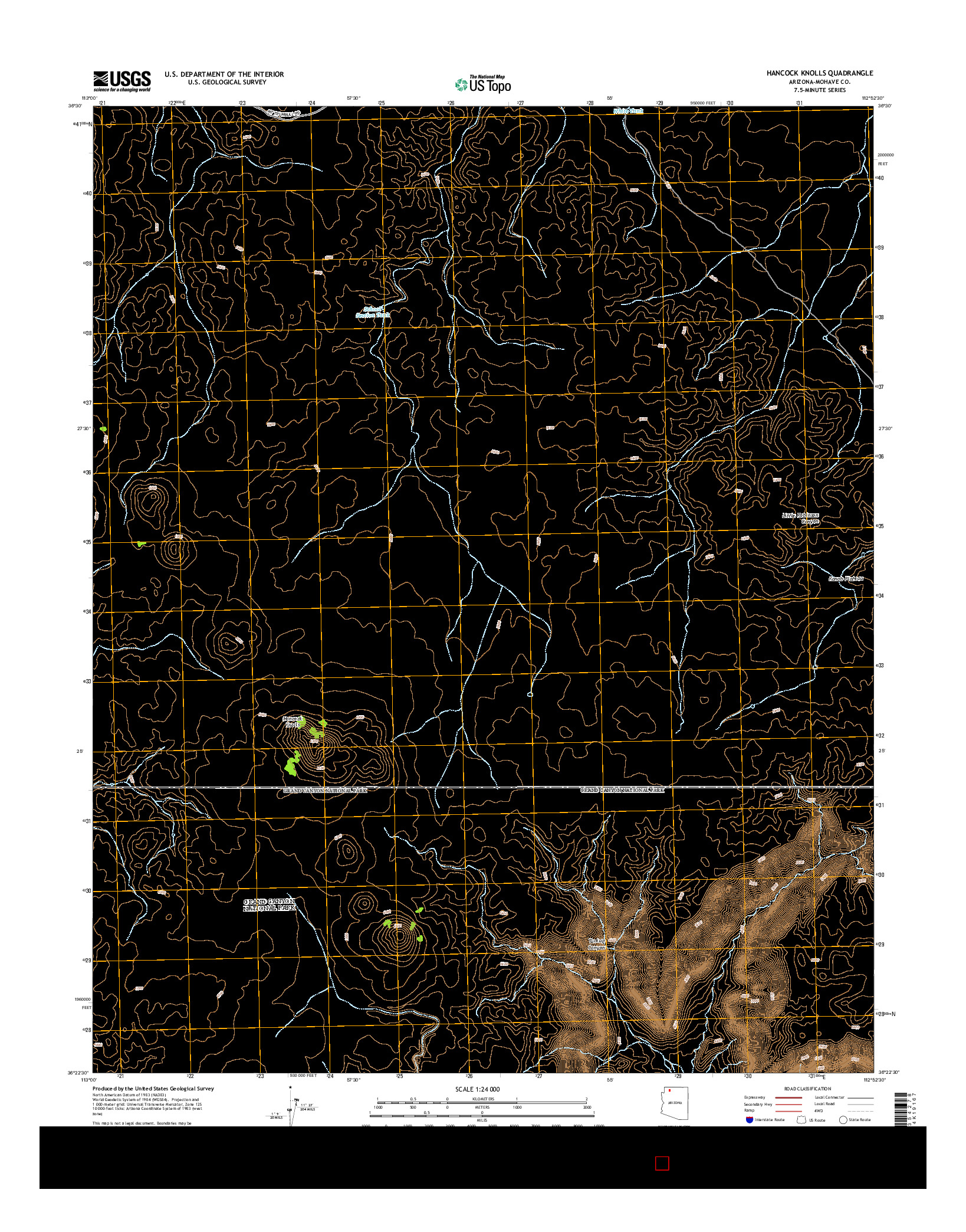 USGS US TOPO 7.5-MINUTE MAP FOR HANCOCK KNOLLS, AZ 2014