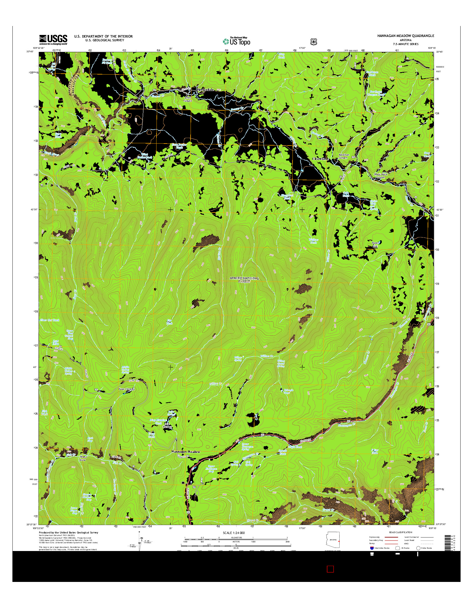 USGS US TOPO 7.5-MINUTE MAP FOR HANNAGAN MEADOW, AZ 2014