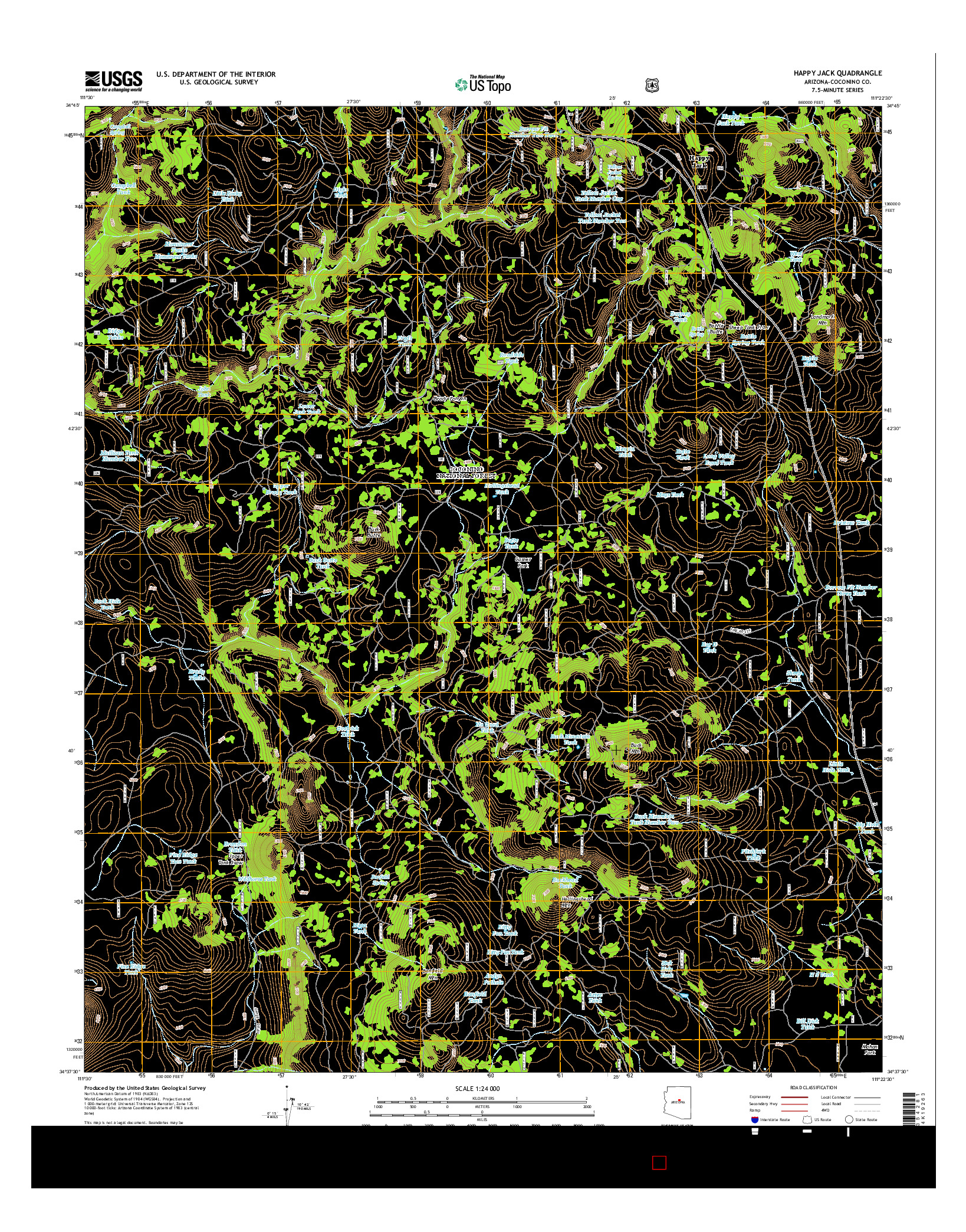 USGS US TOPO 7.5-MINUTE MAP FOR HAPPY JACK, AZ 2014