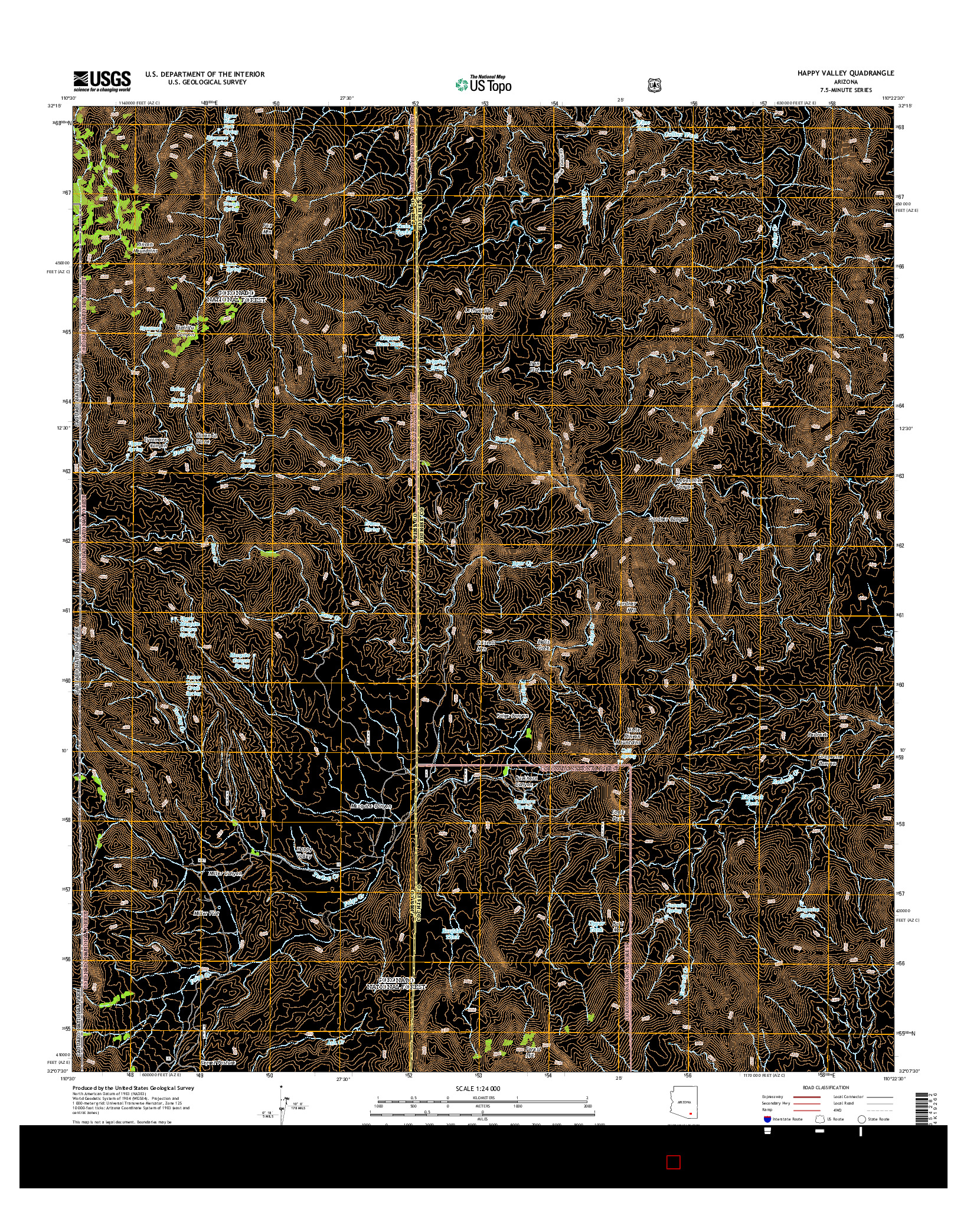 USGS US TOPO 7.5-MINUTE MAP FOR HAPPY VALLEY, AZ 2014