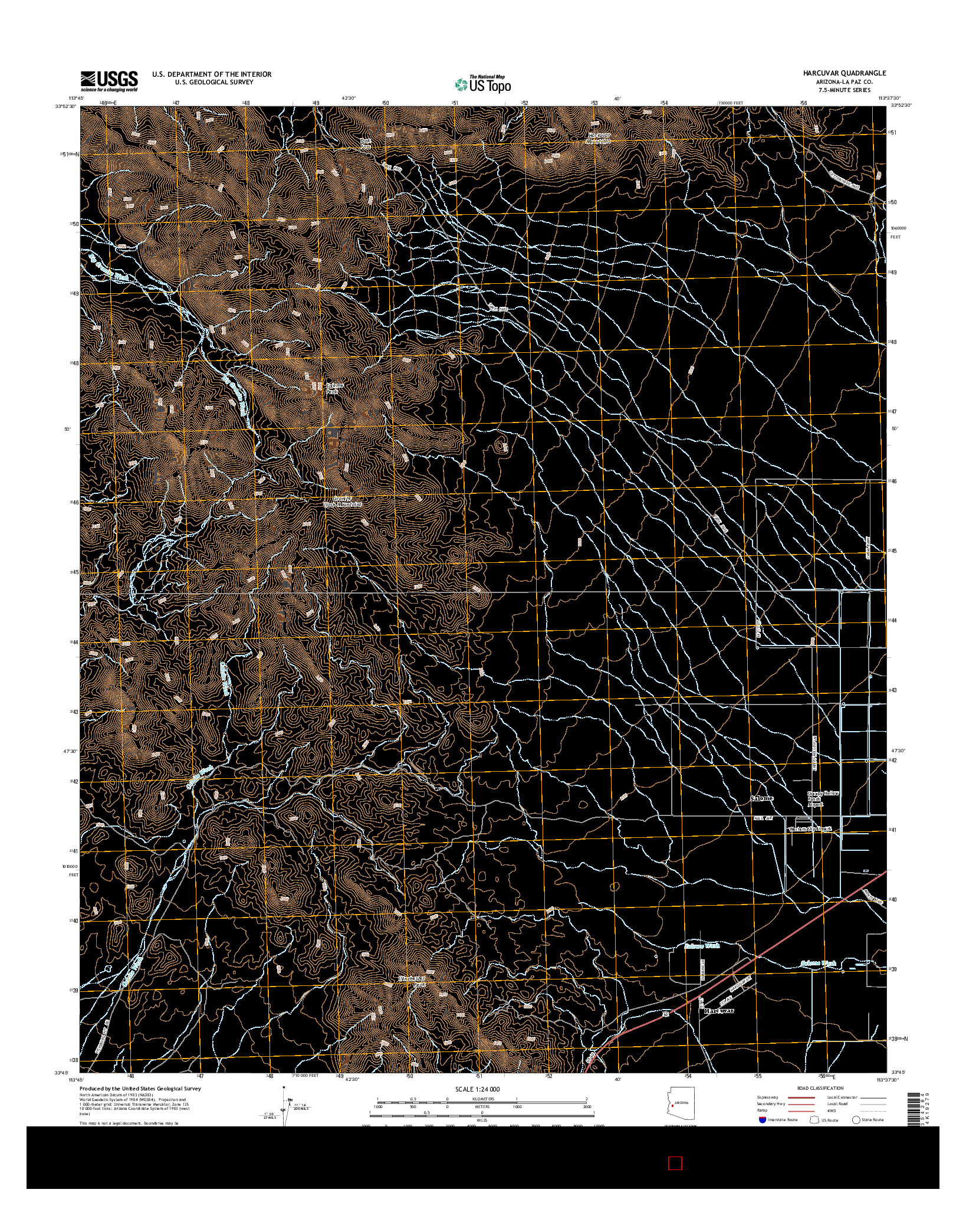 USGS US TOPO 7.5-MINUTE MAP FOR HARCUVAR, AZ 2014