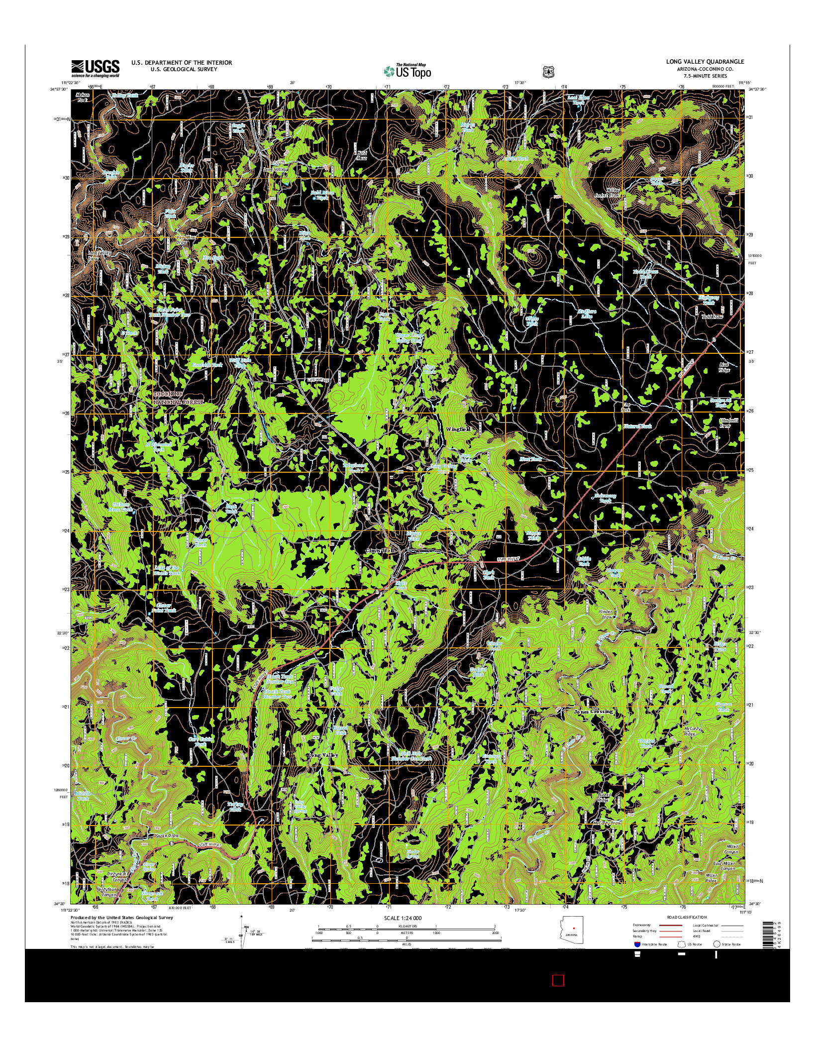 USGS US TOPO 7.5-MINUTE MAP FOR LONG VALLEY, AZ 2014