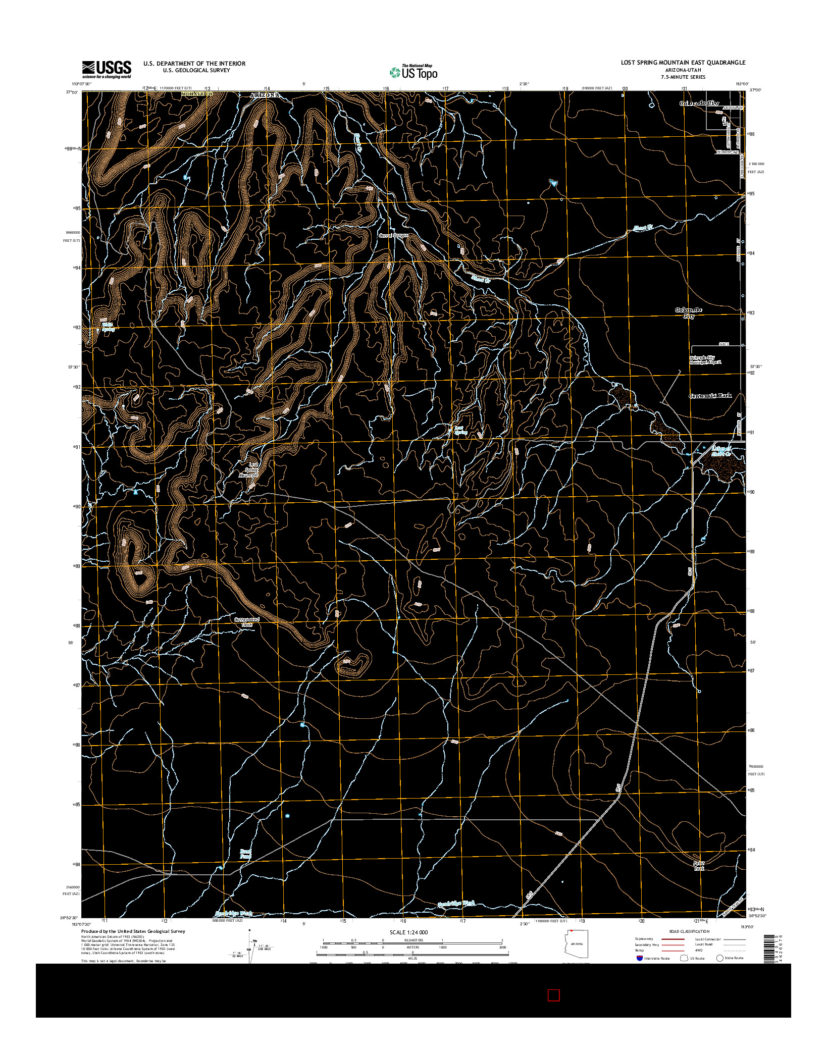 USGS US TOPO 7.5-MINUTE MAP FOR LOST SPRING MOUNTAIN EAST, AZ-UT 2014