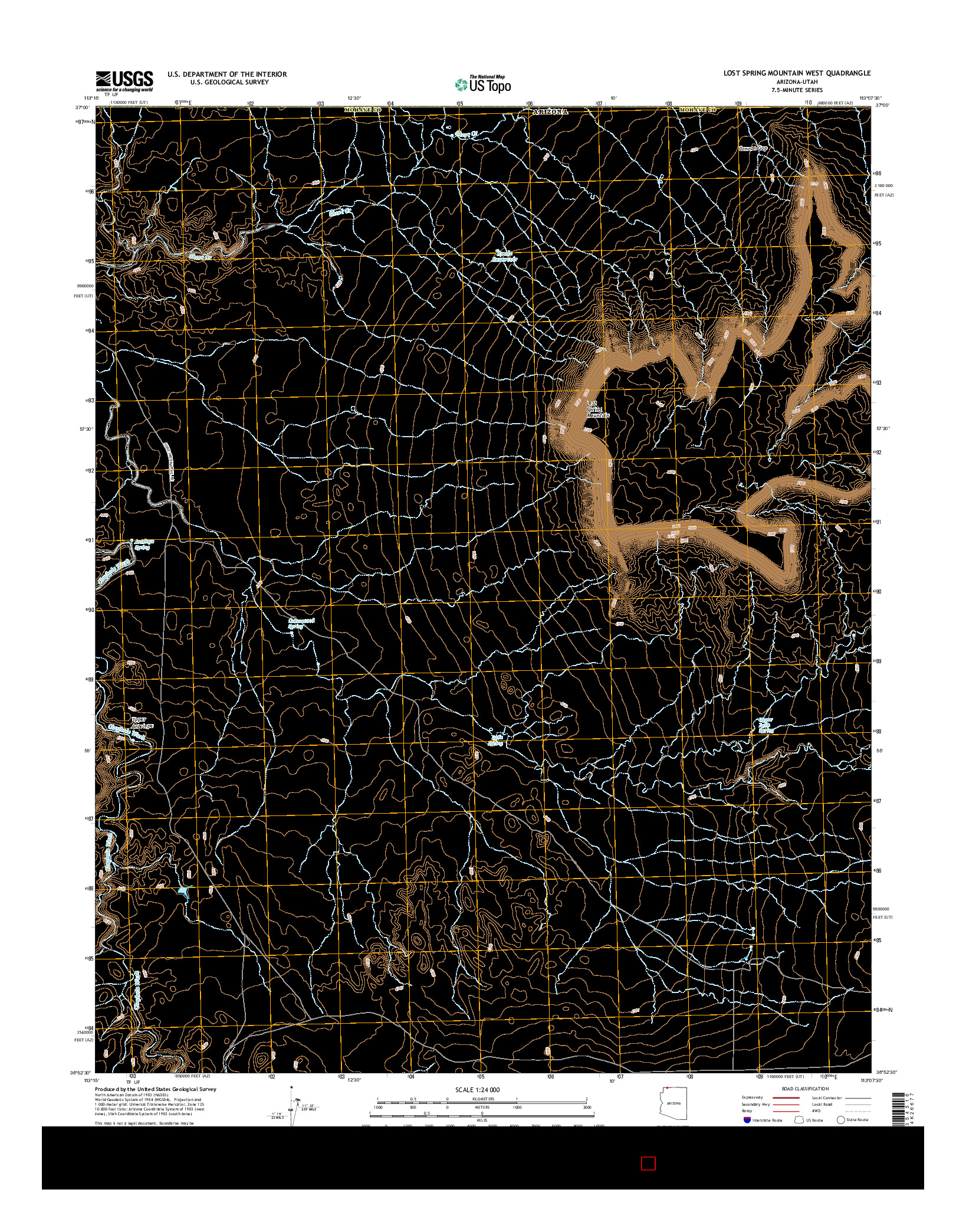 USGS US TOPO 7.5-MINUTE MAP FOR LOST SPRING MOUNTAIN WEST, AZ-UT 2014