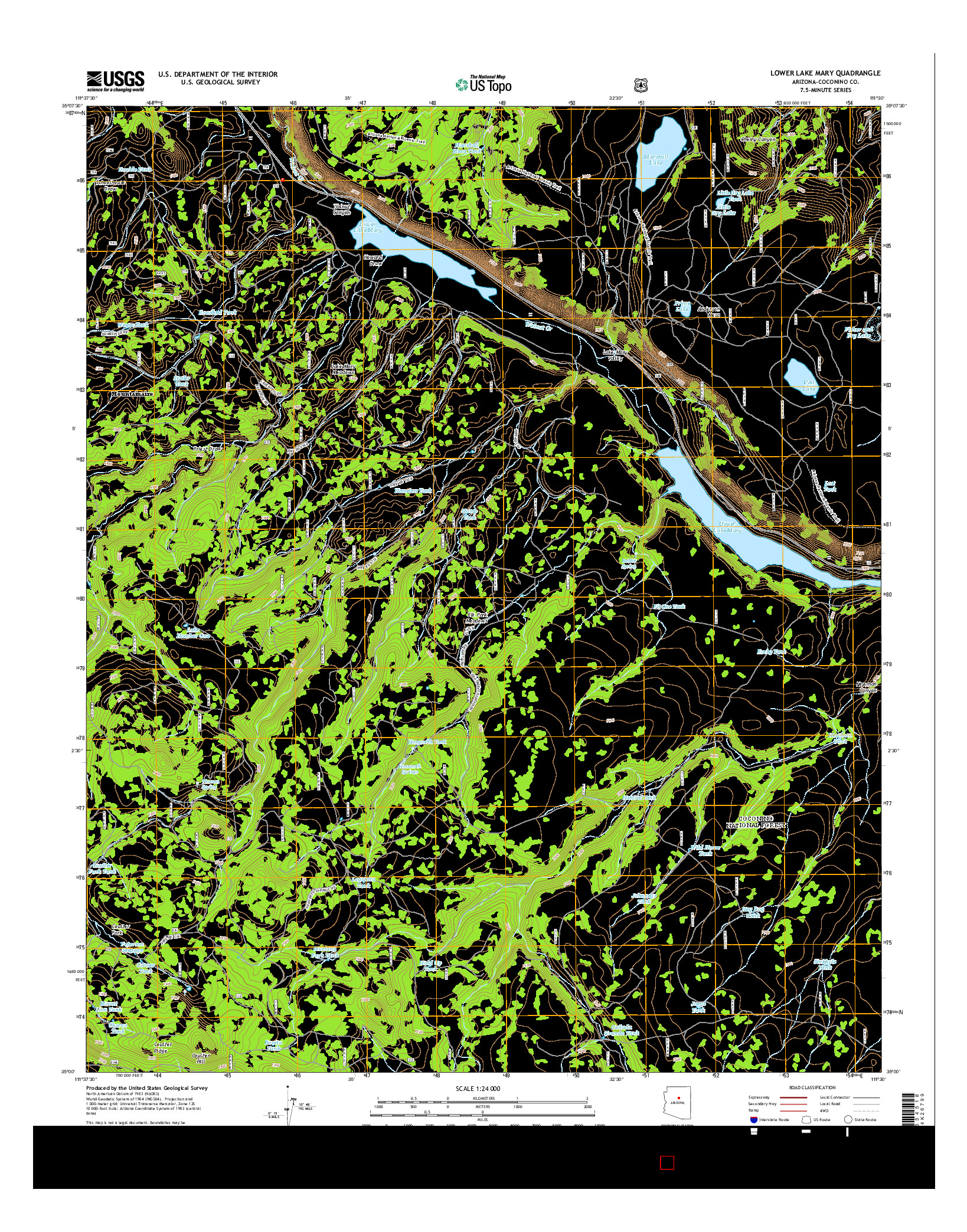 USGS US TOPO 7.5-MINUTE MAP FOR LOWER LAKE MARY, AZ 2014