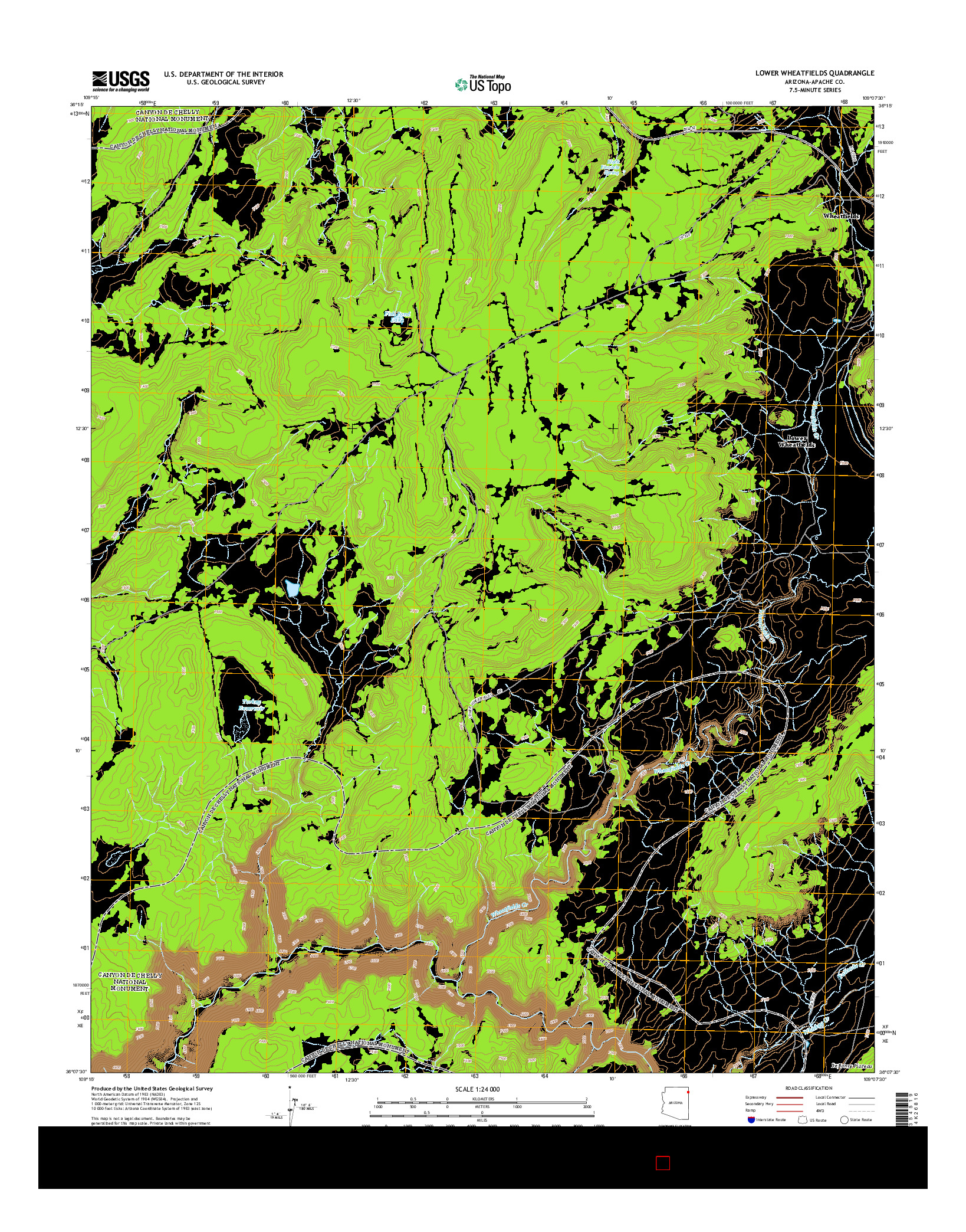 USGS US TOPO 7.5-MINUTE MAP FOR LOWER WHEATFIELDS, AZ 2014