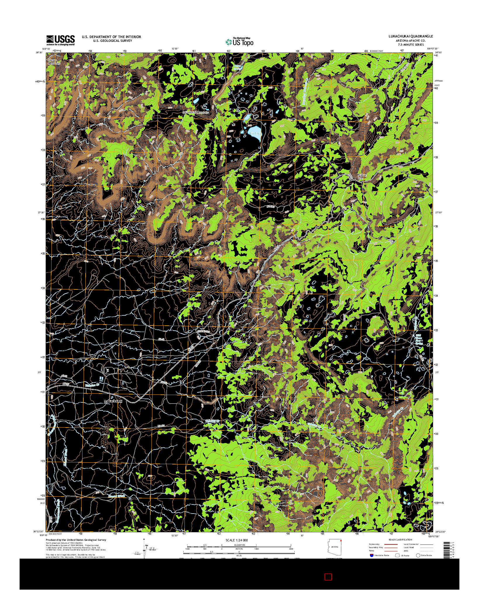 USGS US TOPO 7.5-MINUTE MAP FOR LUKACHUKAI, AZ 2014