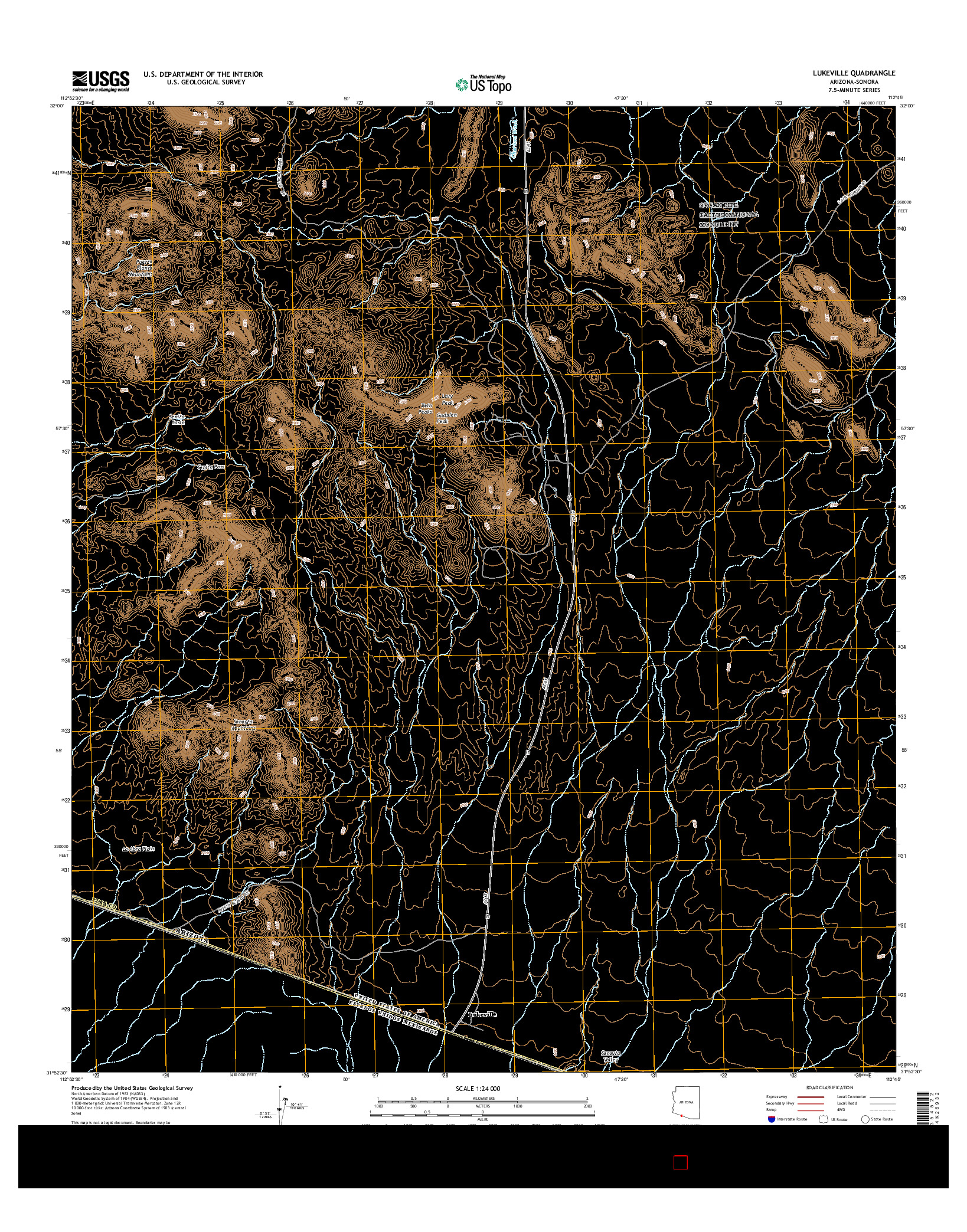USGS US TOPO 7.5-MINUTE MAP FOR LUKEVILLE, AZ-SON 2014