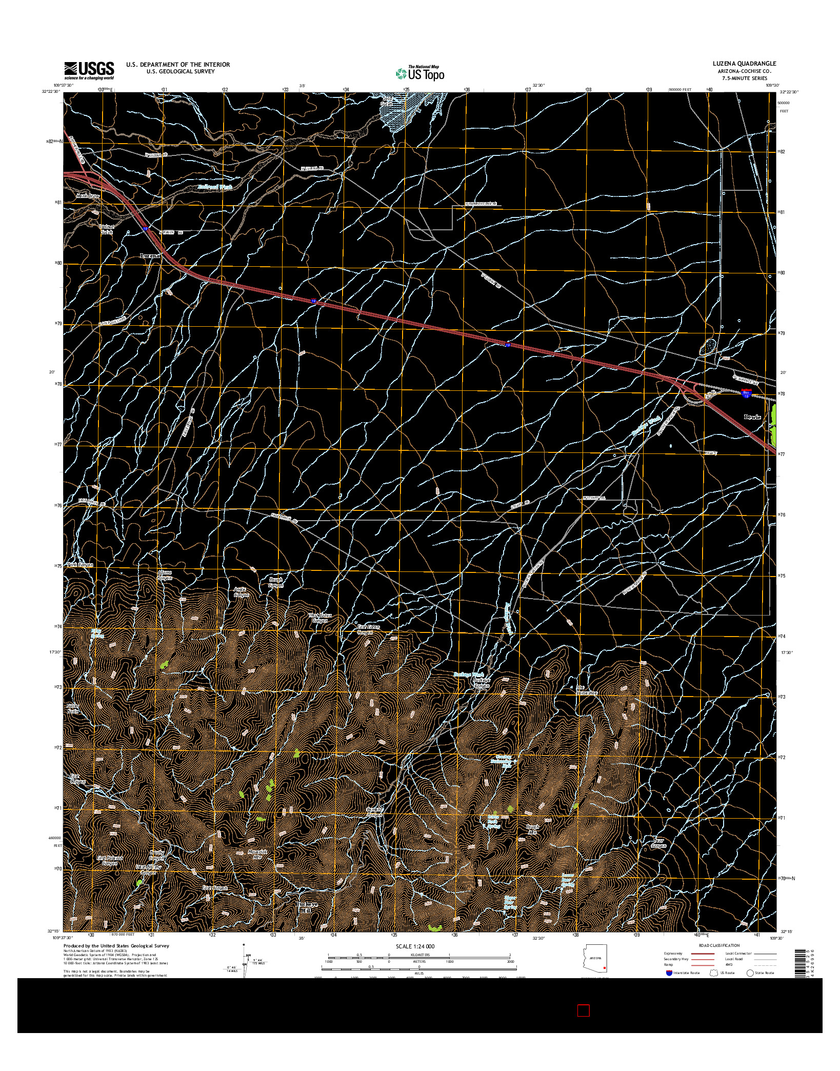 USGS US TOPO 7.5-MINUTE MAP FOR LUZENA, AZ 2014