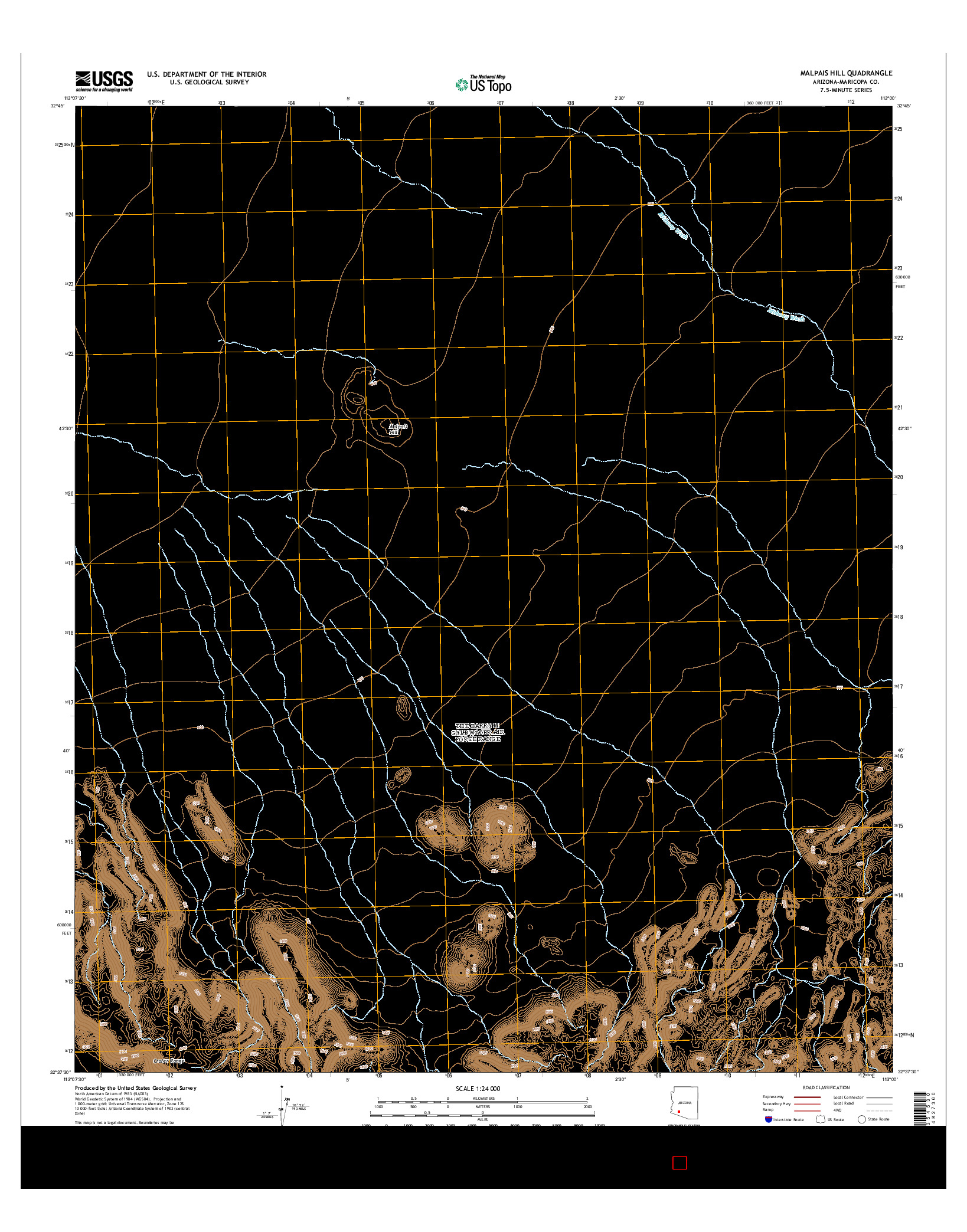 USGS US TOPO 7.5-MINUTE MAP FOR MALPAIS HILL, AZ 2014
