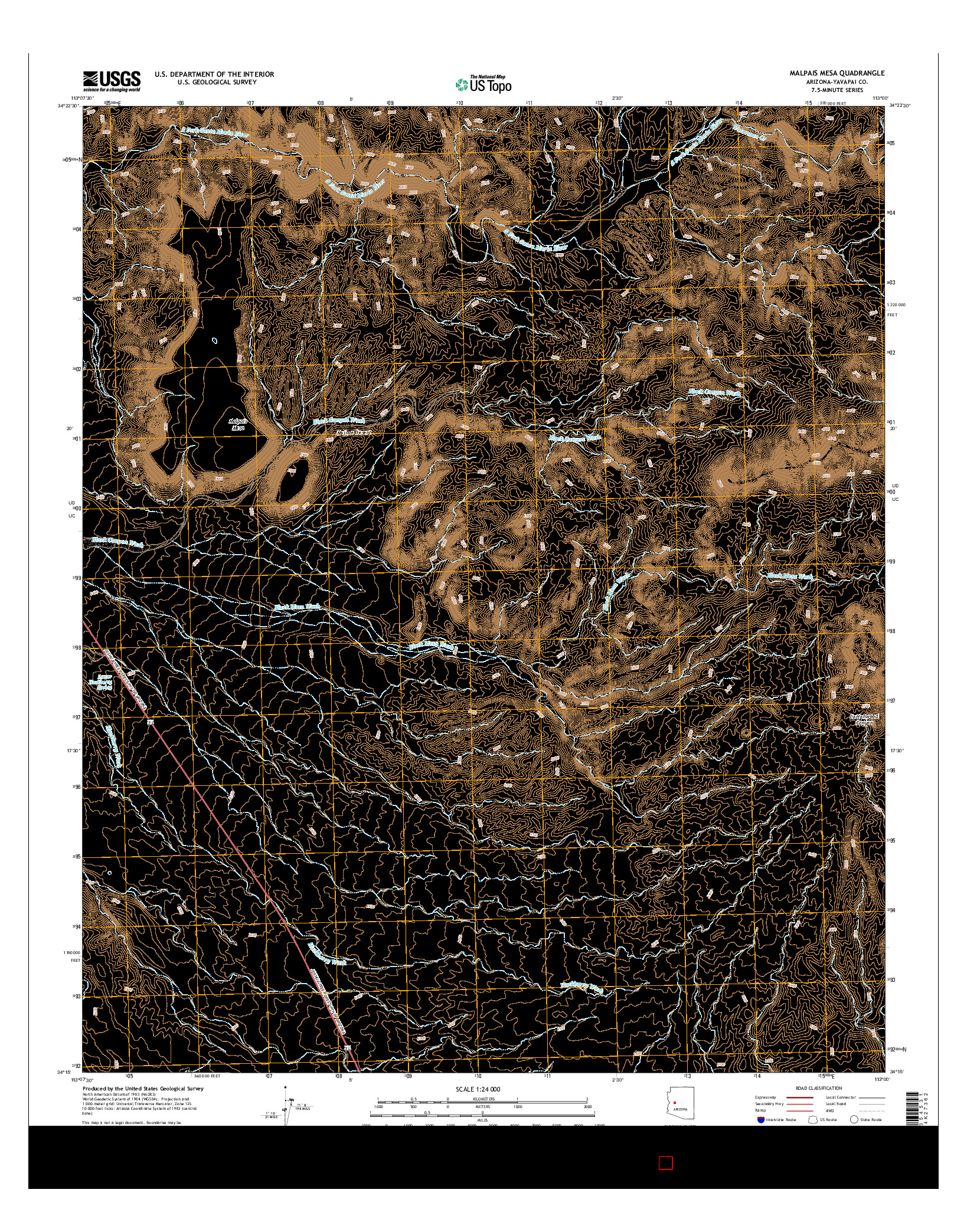 USGS US TOPO 7.5-MINUTE MAP FOR MALPAIS MESA, AZ 2014