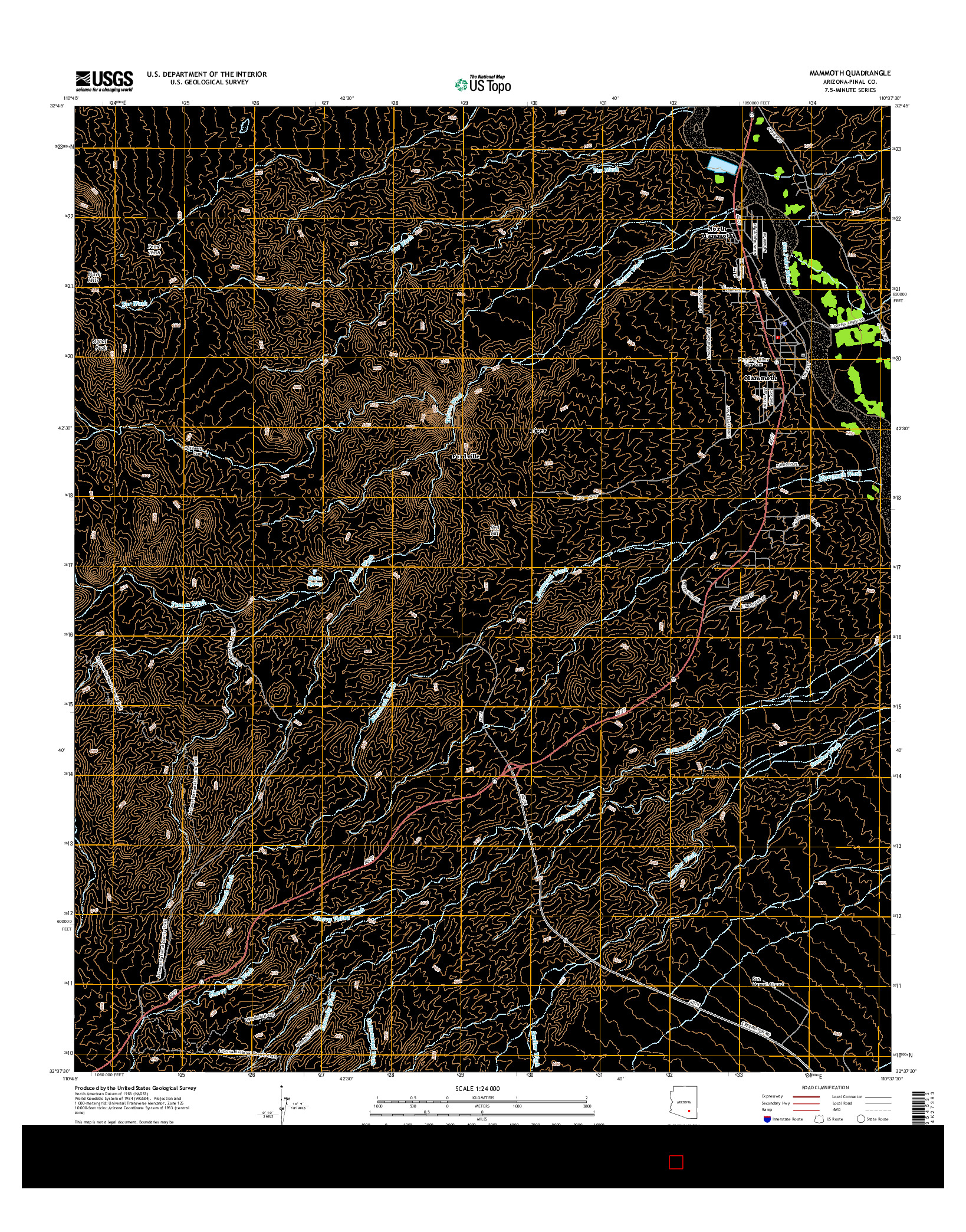 USGS US TOPO 7.5-MINUTE MAP FOR MAMMOTH, AZ 2014