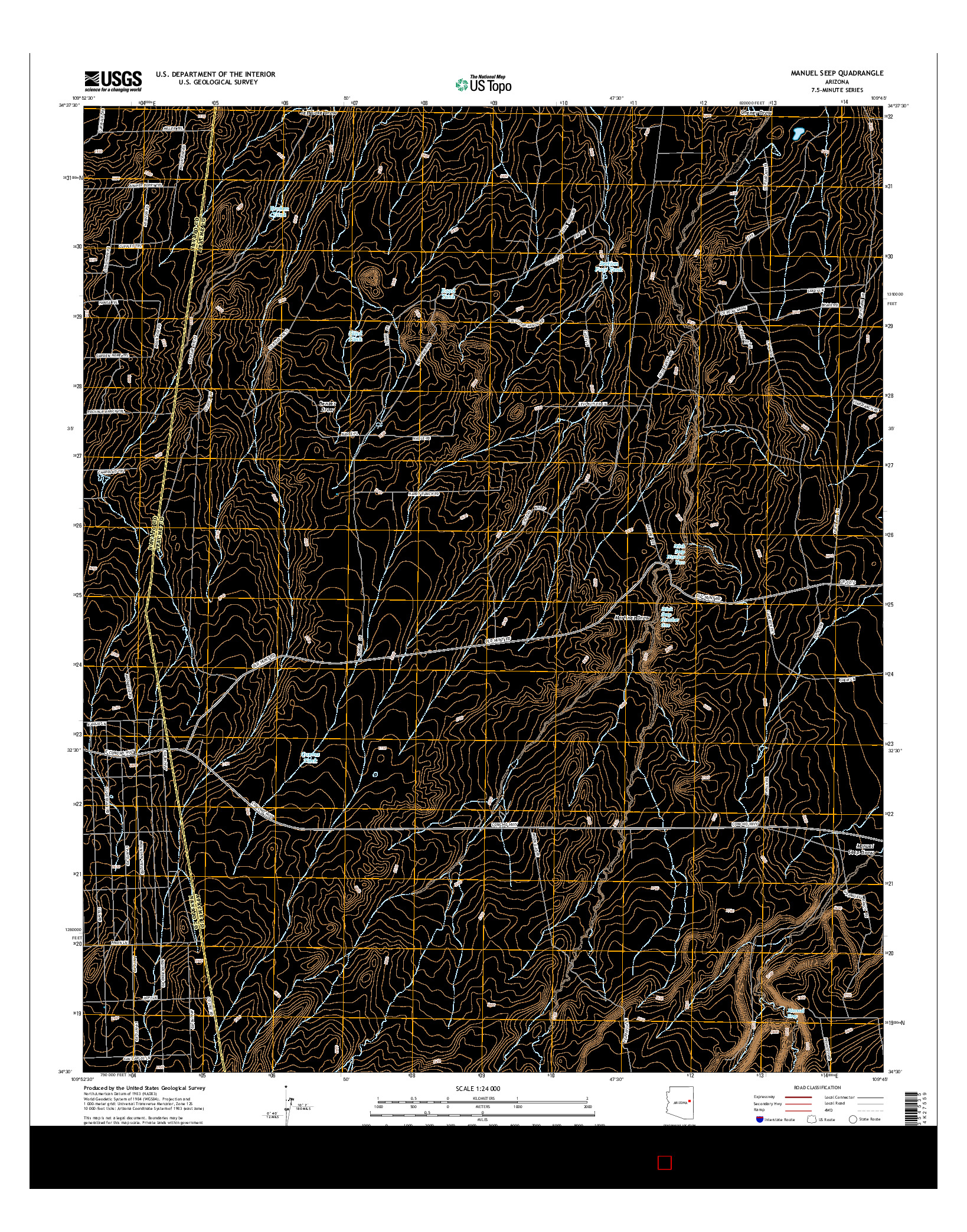 USGS US TOPO 7.5-MINUTE MAP FOR MANUEL SEEP, AZ 2014