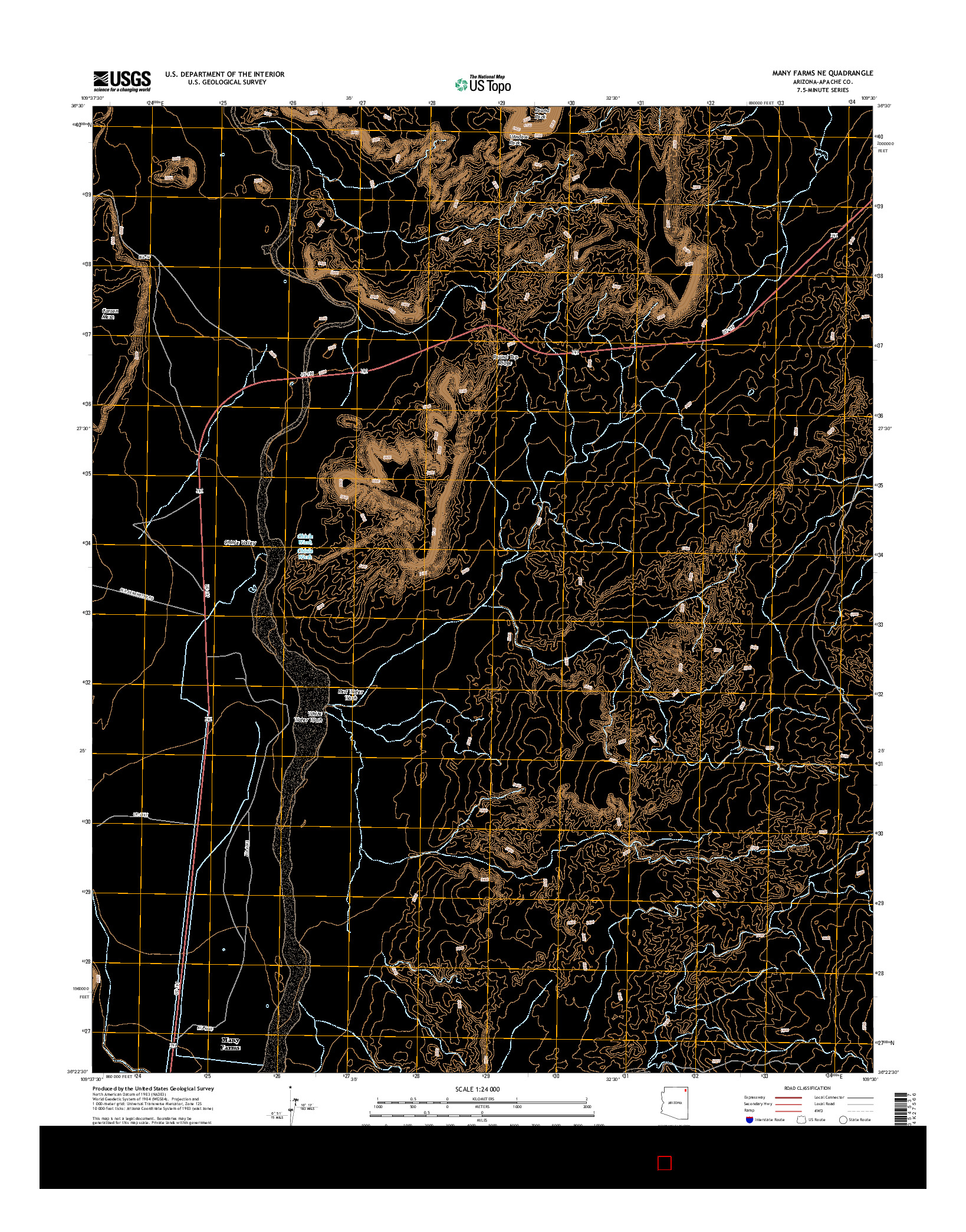USGS US TOPO 7.5-MINUTE MAP FOR MANY FARMS NE, AZ 2014