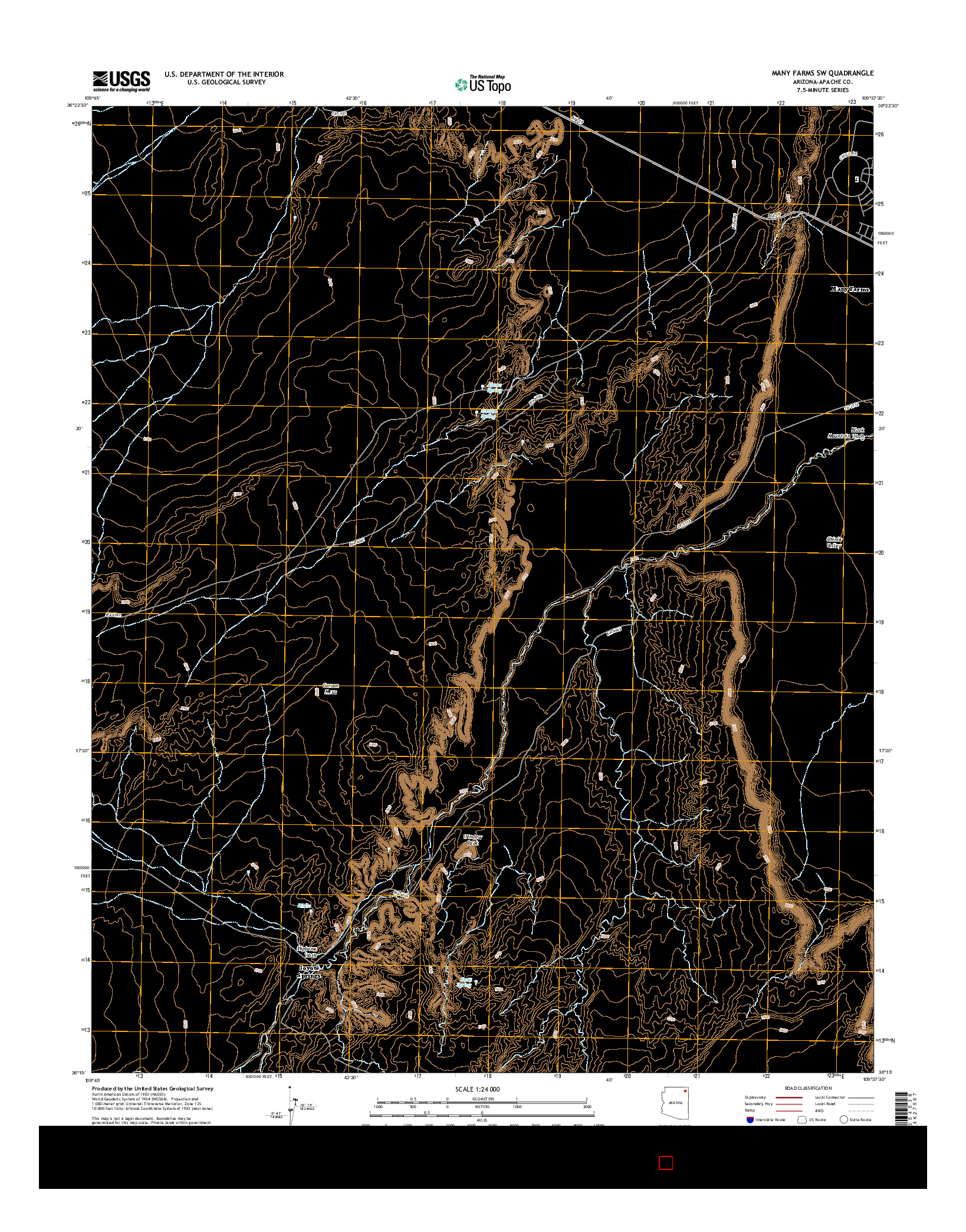 USGS US TOPO 7.5-MINUTE MAP FOR MANY FARMS SW, AZ 2014