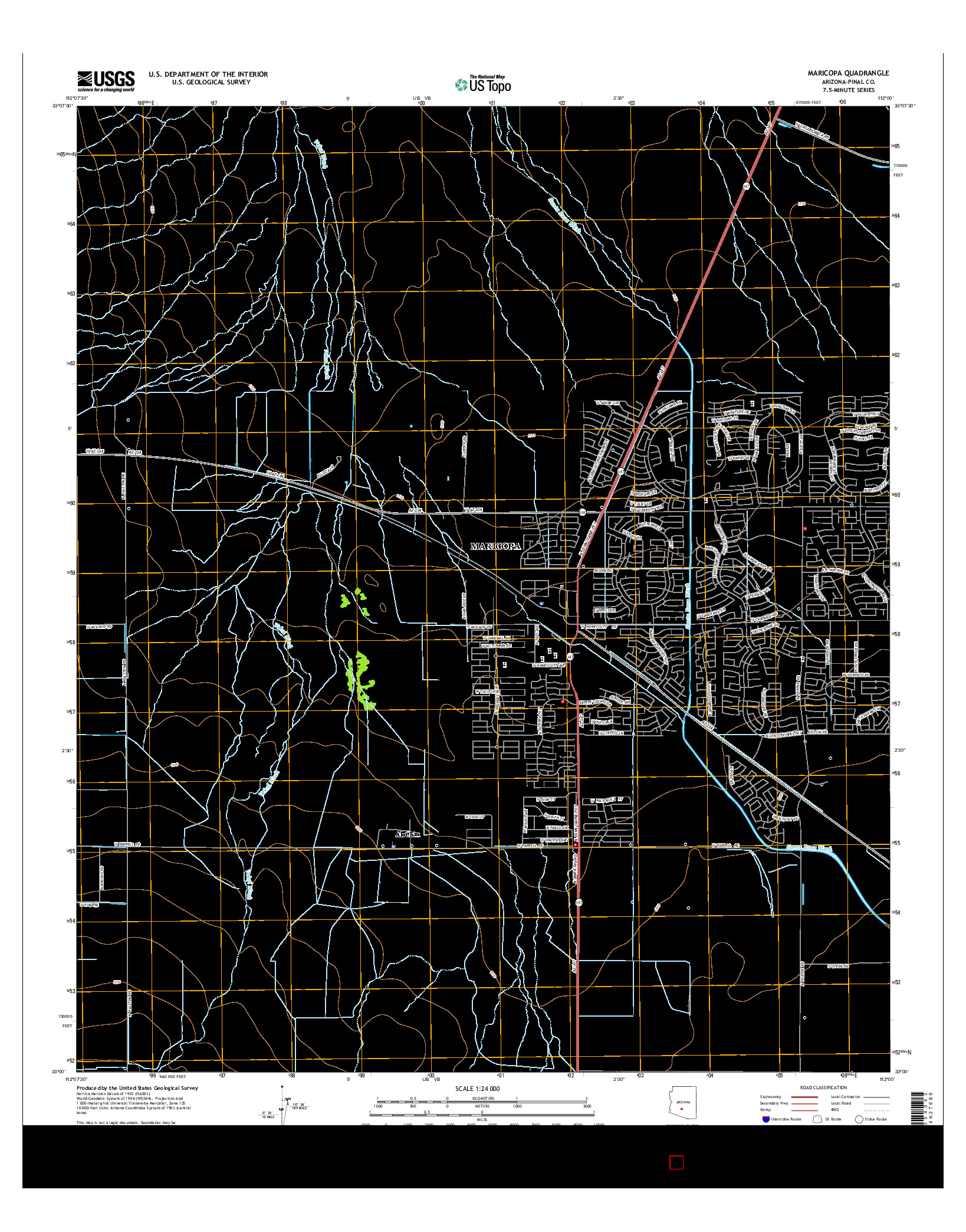 USGS US TOPO 7.5-MINUTE MAP FOR MARICOPA, AZ 2014