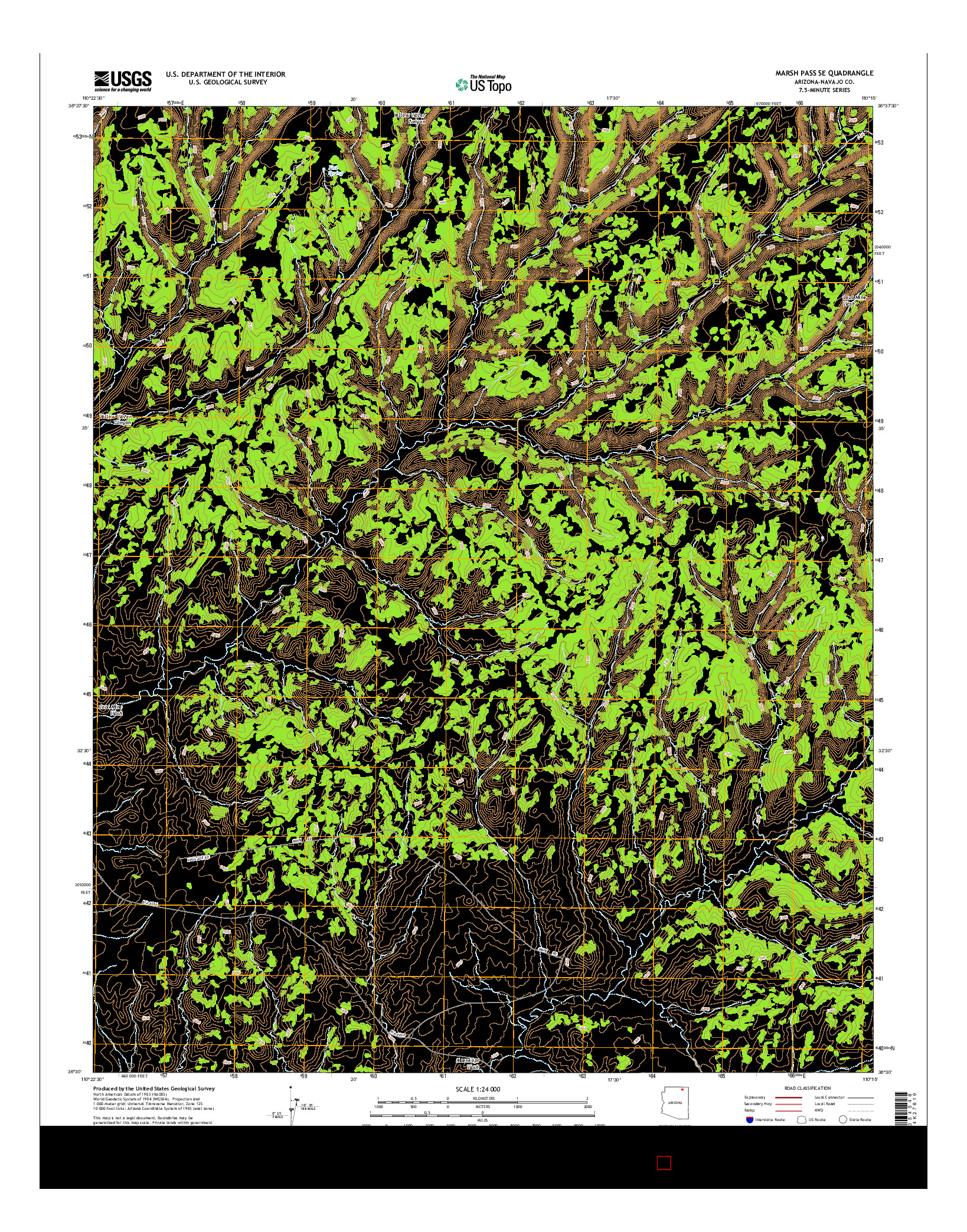 USGS US TOPO 7.5-MINUTE MAP FOR MARSH PASS SE, AZ 2014