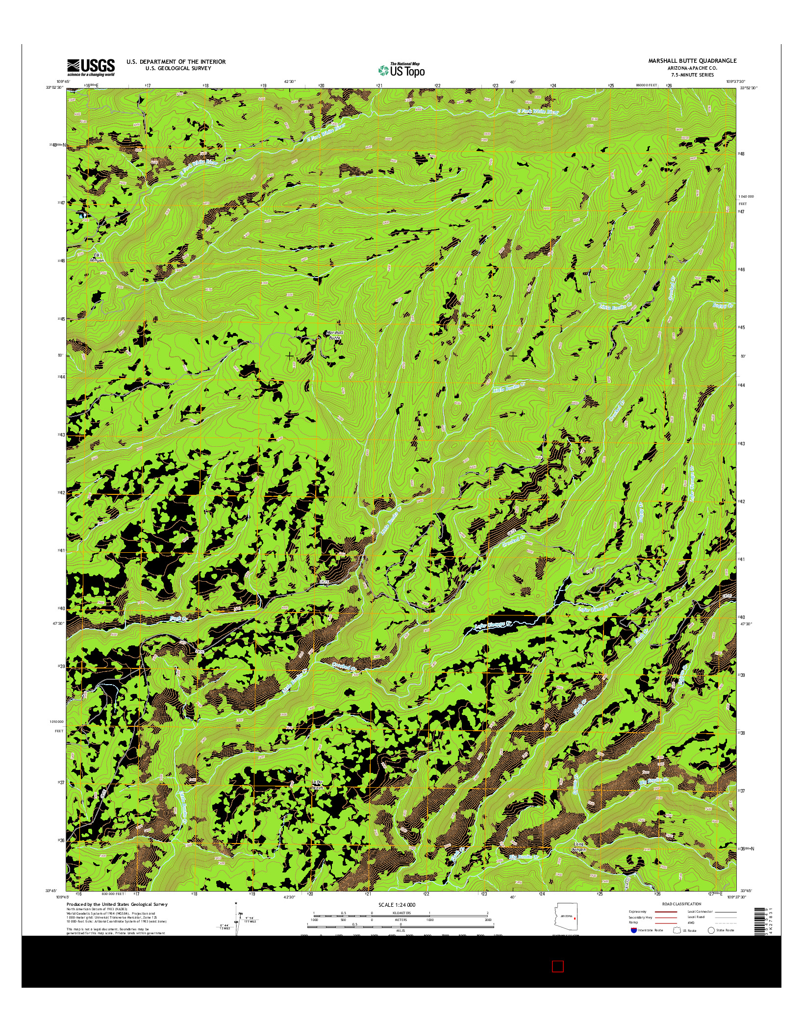 USGS US TOPO 7.5-MINUTE MAP FOR MARSHALL BUTTE, AZ 2014