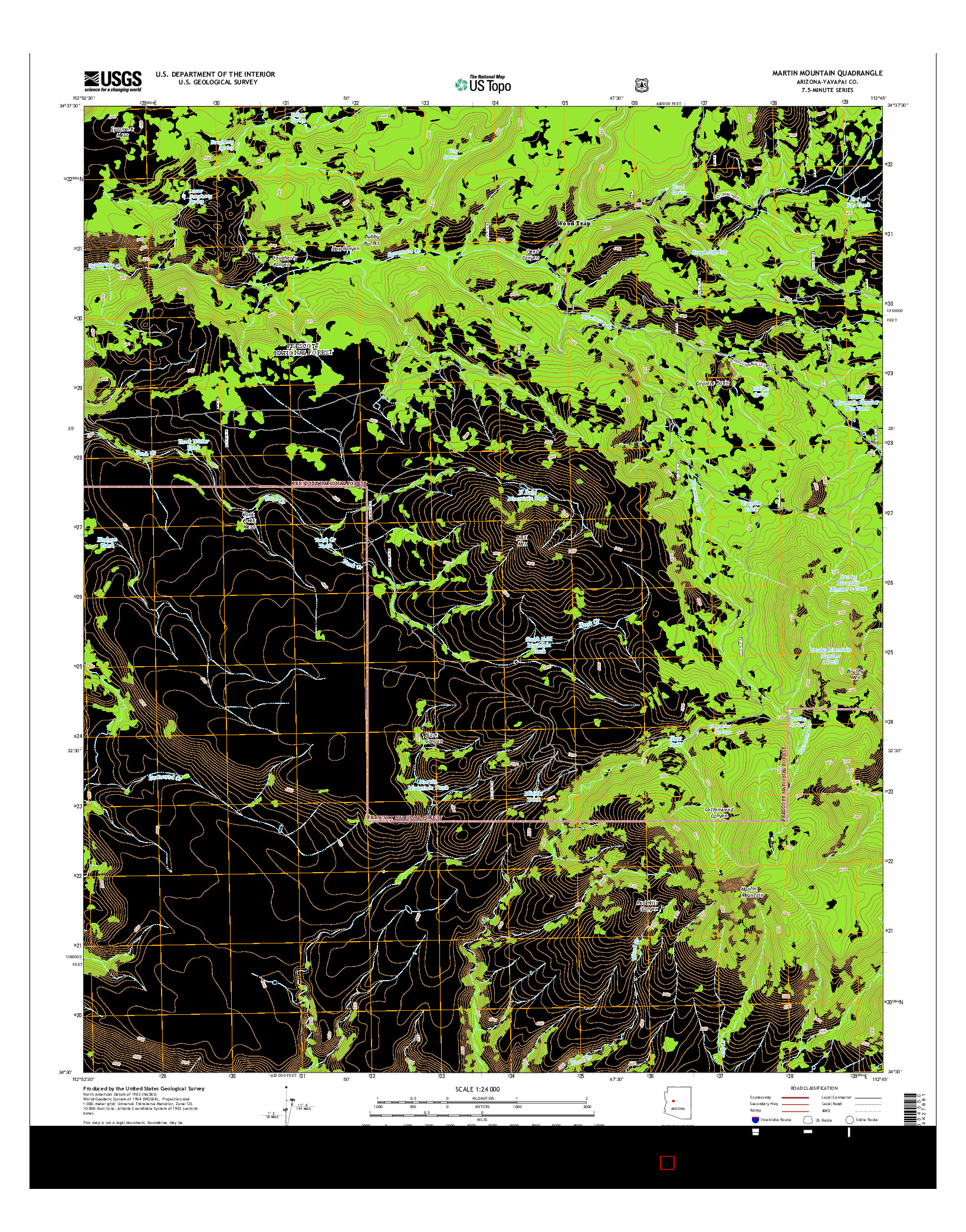 USGS US TOPO 7.5-MINUTE MAP FOR MARTIN MOUNTAIN, AZ 2014