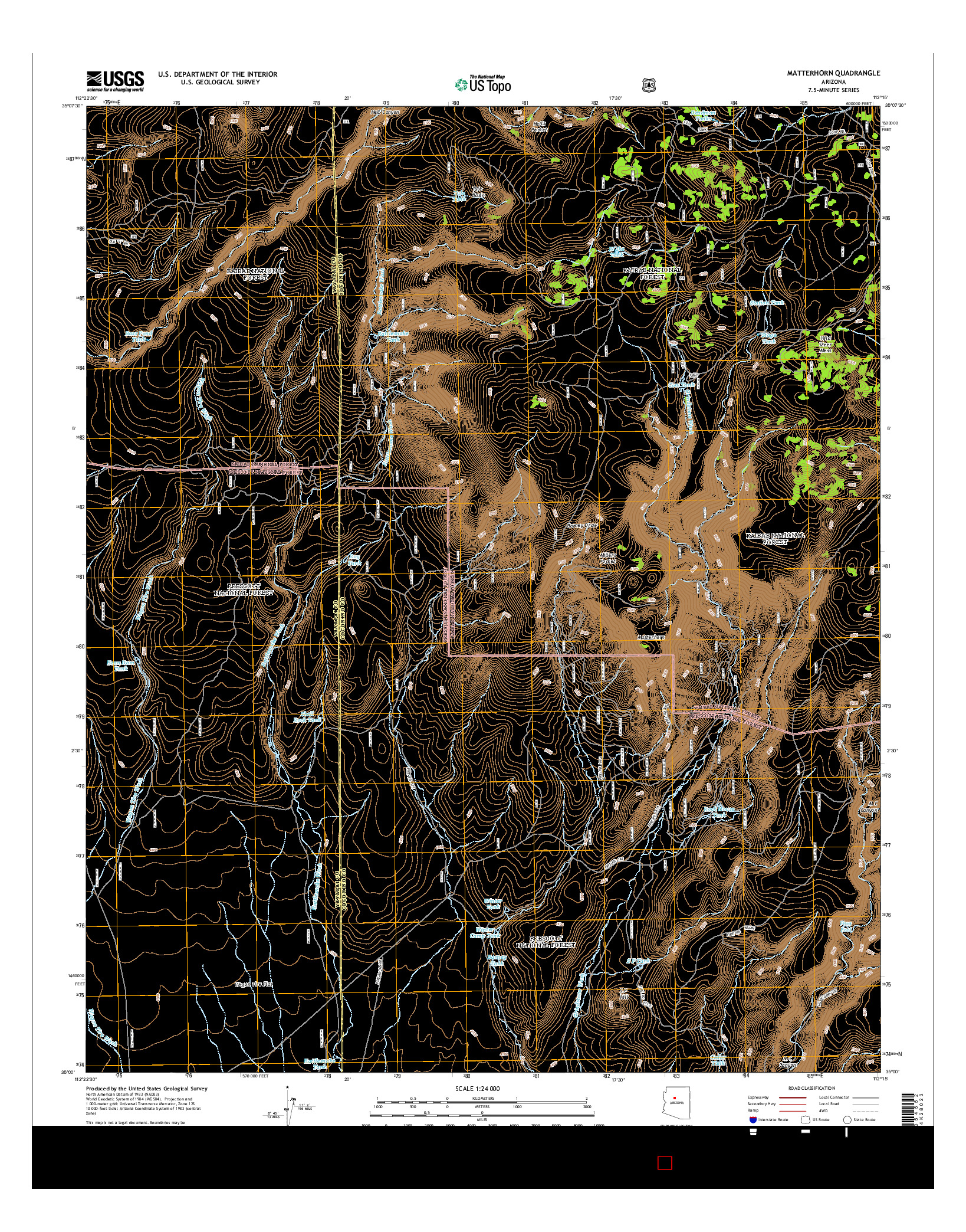 USGS US TOPO 7.5-MINUTE MAP FOR MATTERHORN, AZ 2014