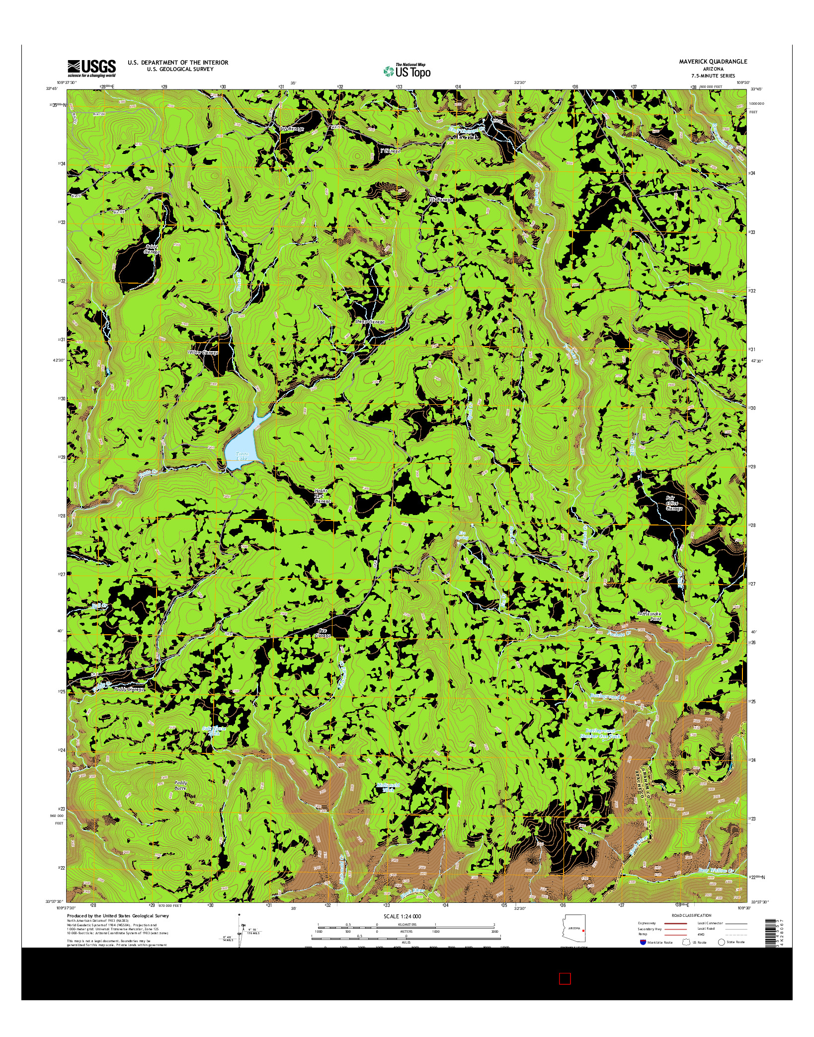 USGS US TOPO 7.5-MINUTE MAP FOR MAVERICK, AZ 2014