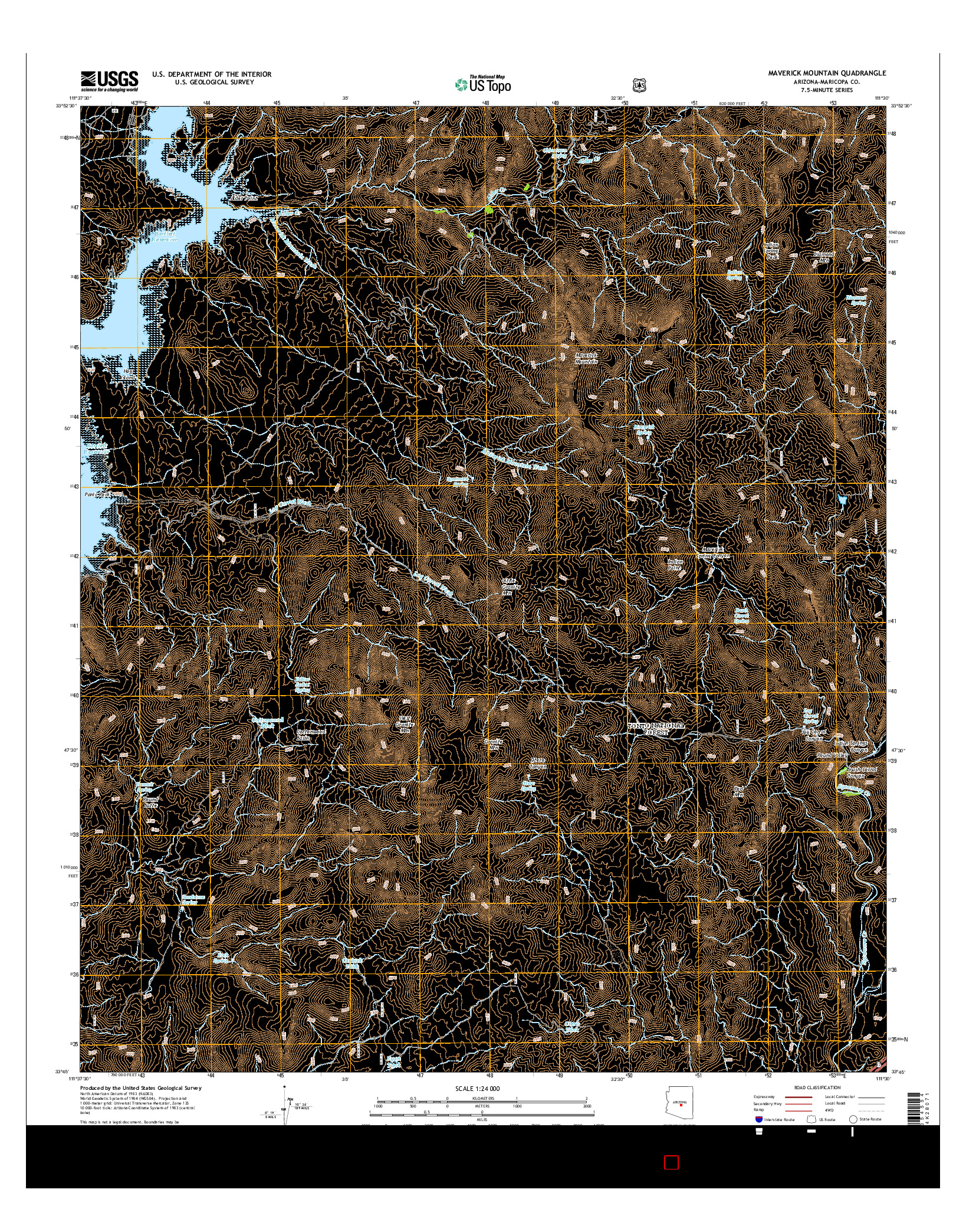 USGS US TOPO 7.5-MINUTE MAP FOR MAVERICK MOUNTAIN, AZ 2014