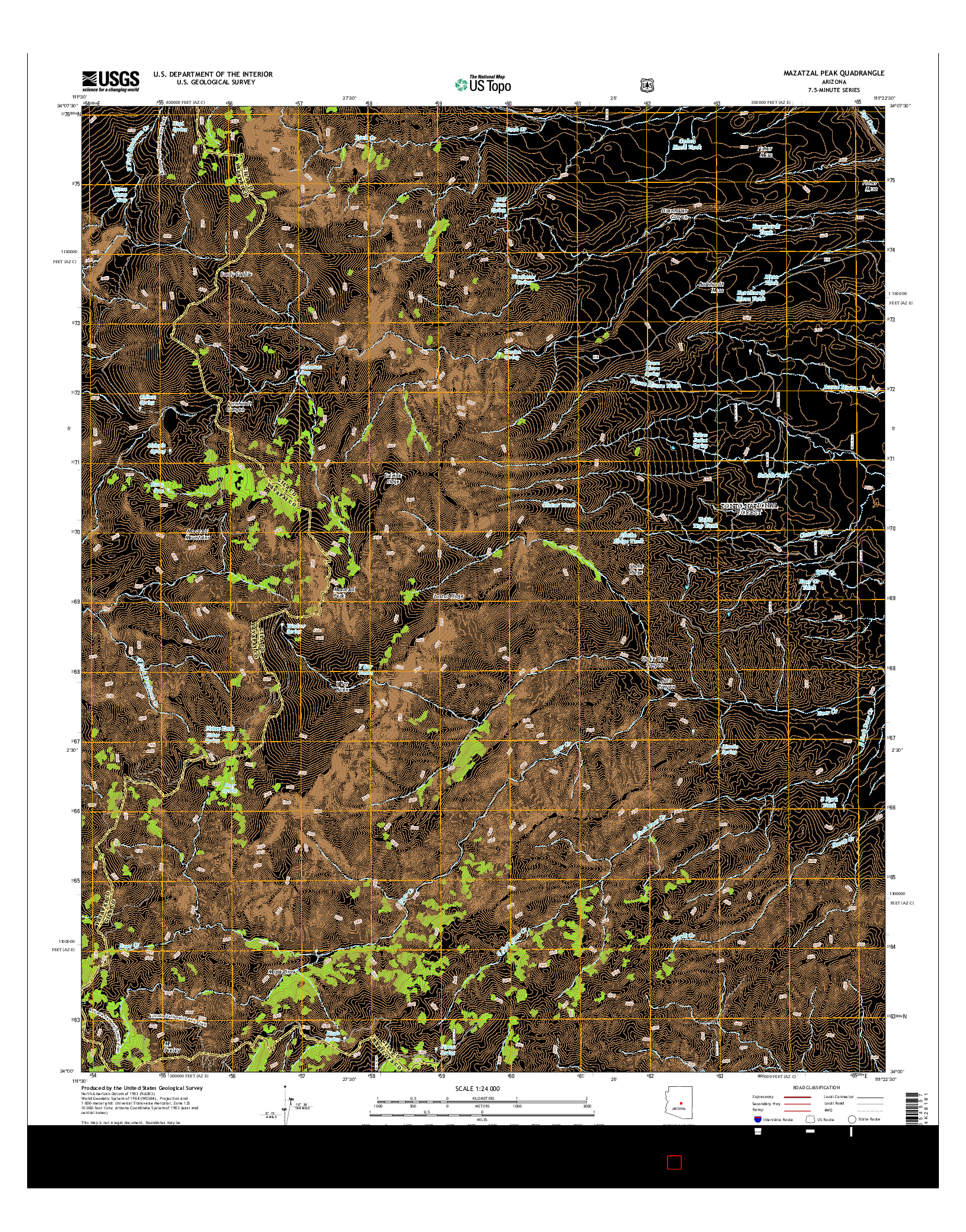 USGS US TOPO 7.5-MINUTE MAP FOR MAZATZAL PEAK, AZ 2014