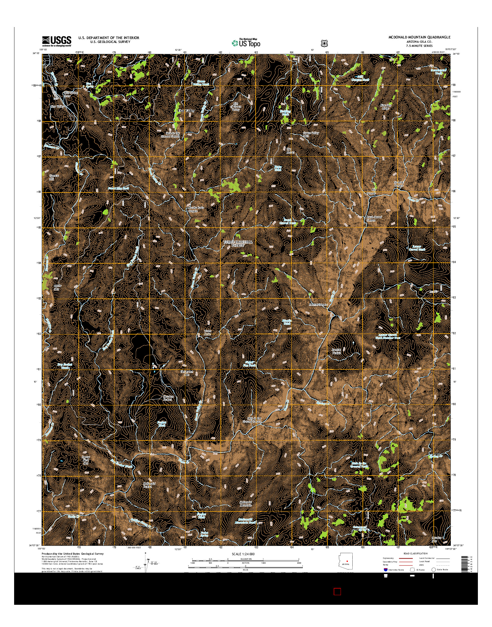 USGS US TOPO 7.5-MINUTE MAP FOR MCDONALD MOUNTAIN, AZ 2014
