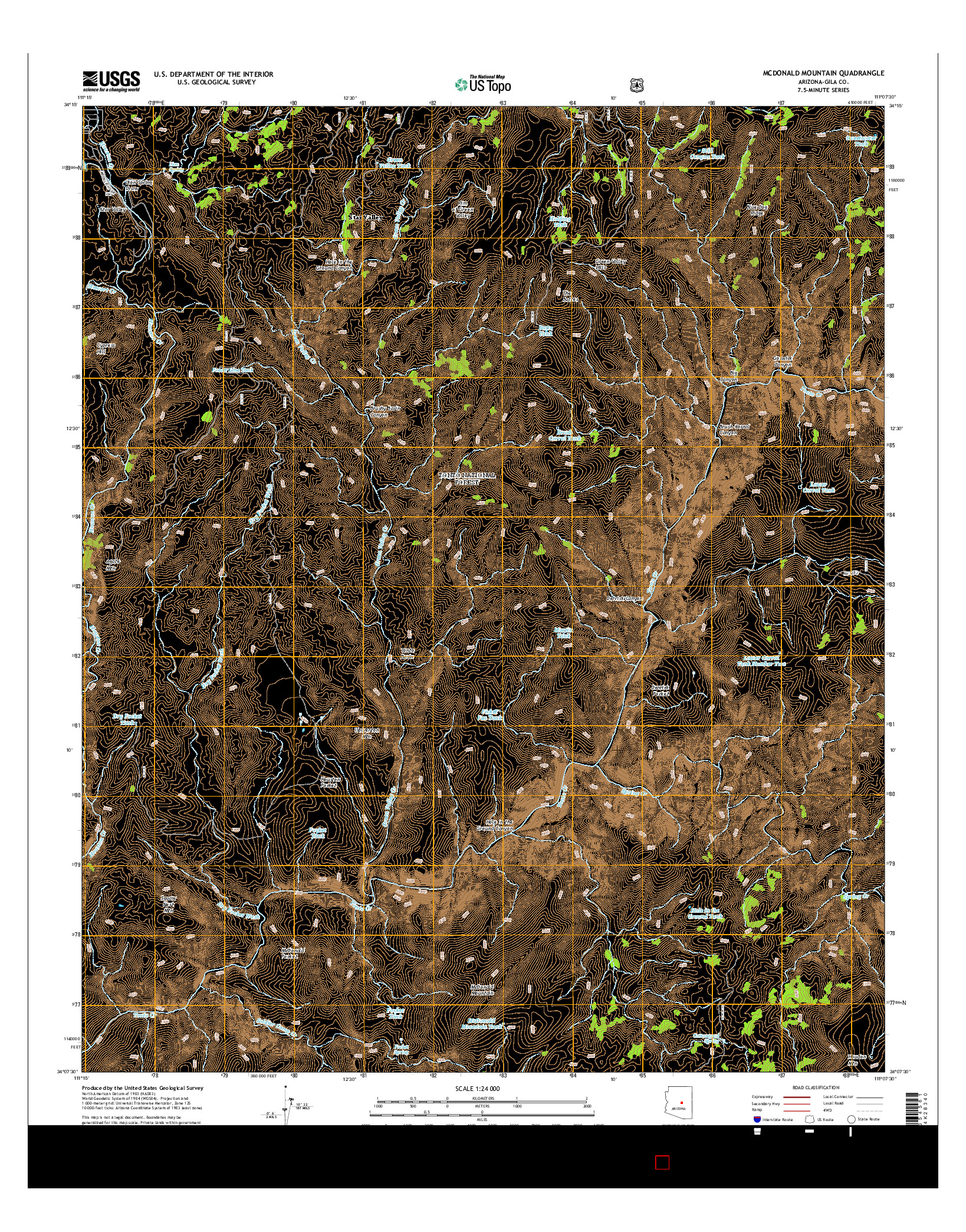 USGS US TOPO 7.5-MINUTE MAP FOR MCDONALD MOUNTAIN, AZ 2014