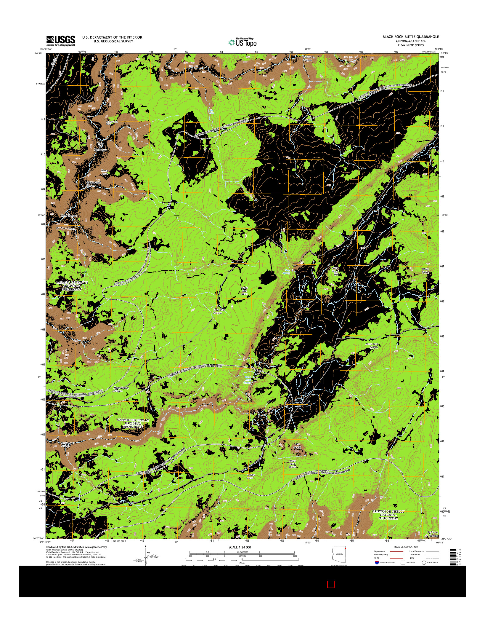 USGS US TOPO 7.5-MINUTE MAP FOR BLACK ROCK BUTTE, AZ 2014