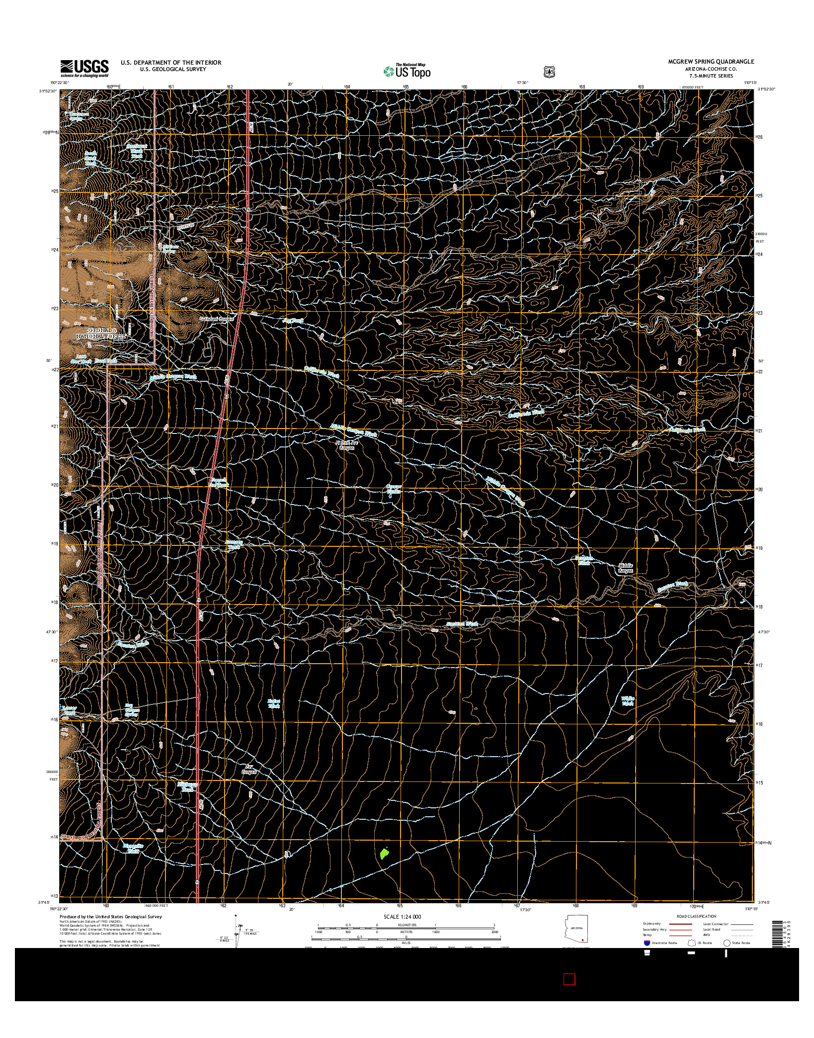 USGS US TOPO 7.5-MINUTE MAP FOR MCGREW SPRING, AZ 2014