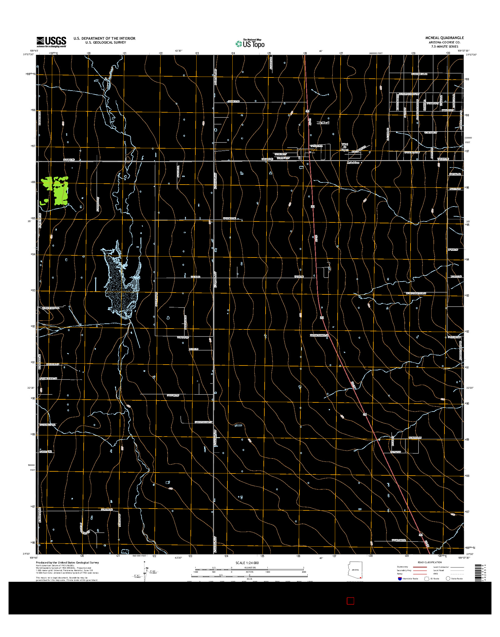 USGS US TOPO 7.5-MINUTE MAP FOR MCNEAL, AZ 2014